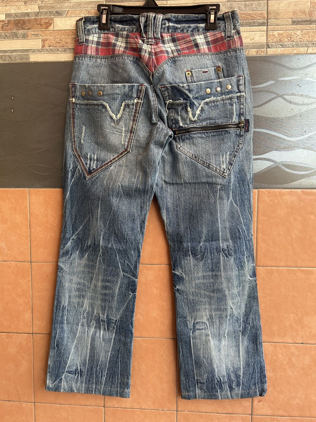 If Six Was Nine 90s Vintage Oil Cake Studded Rare Denim Jeans Lgb Style Size US 30 / EU 46 - 6 Thumbnail