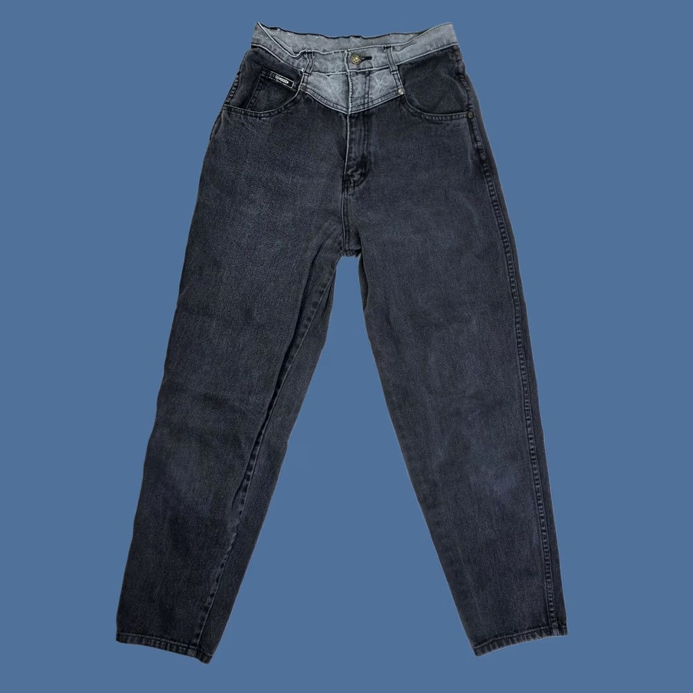 Vintage VINTAGE Gitano Womens Black Gray High Rise Tapered Leg Mom Jeans 25 x 27 Mens Womens Boys Girls Size 42" / US 20 - 1 Thumbnail