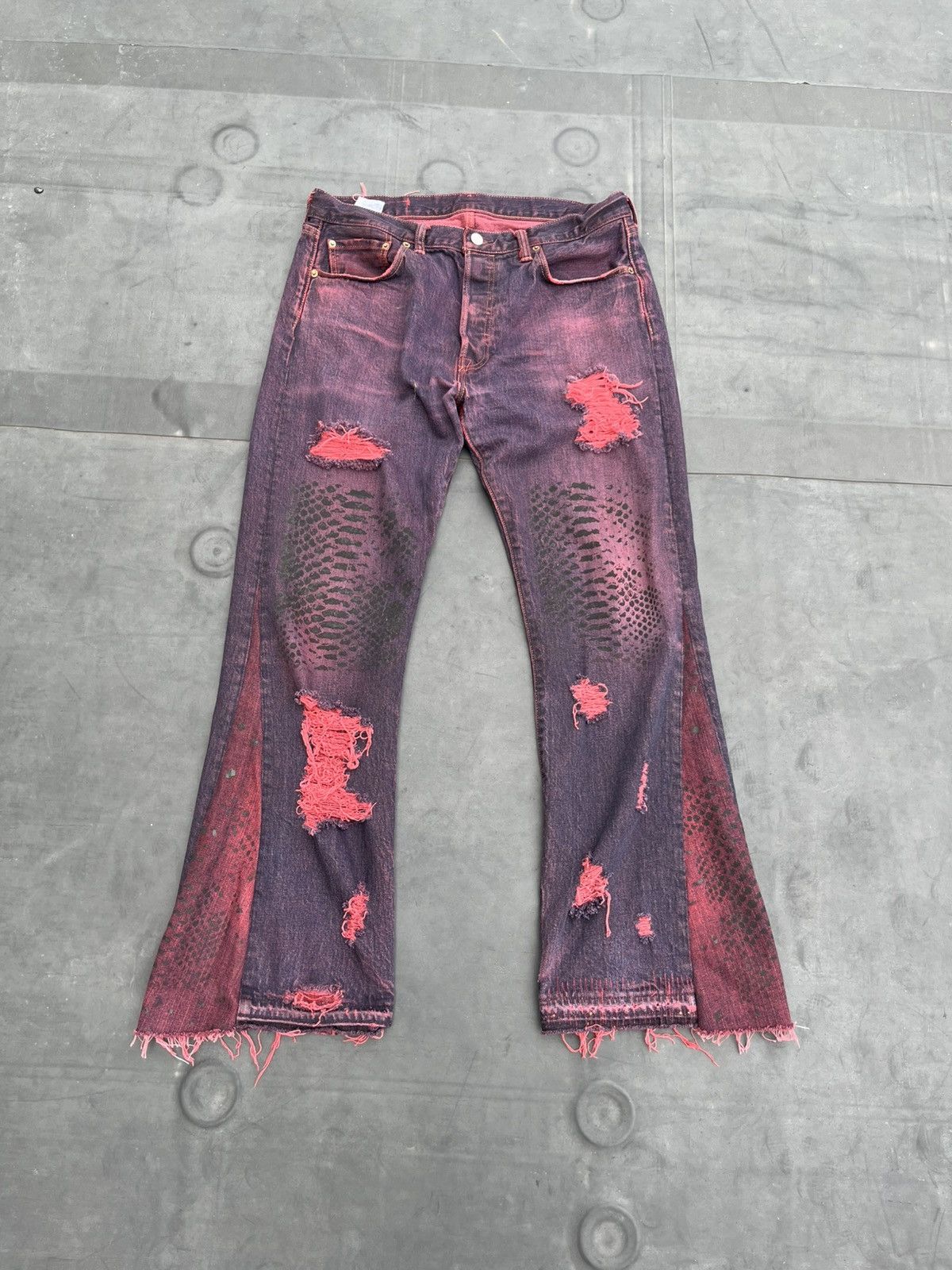 Red Reptilian denim