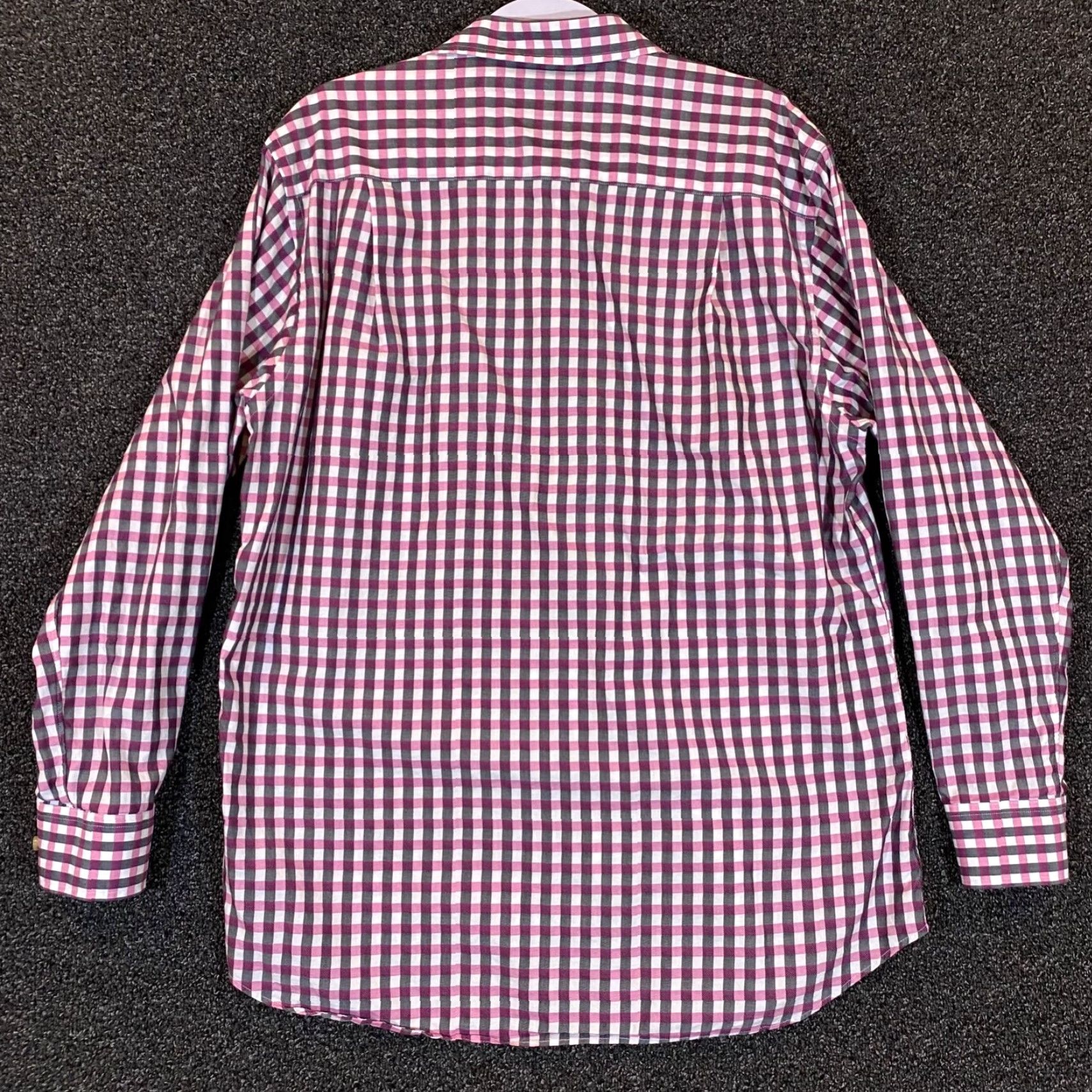 Vintage Scott Barber Shirt Mens Large Pink Gray Plaid Button-Up Dress Long Sleeve Casual Size US L / EU 52-54 / 3 - 7 Thumbnail