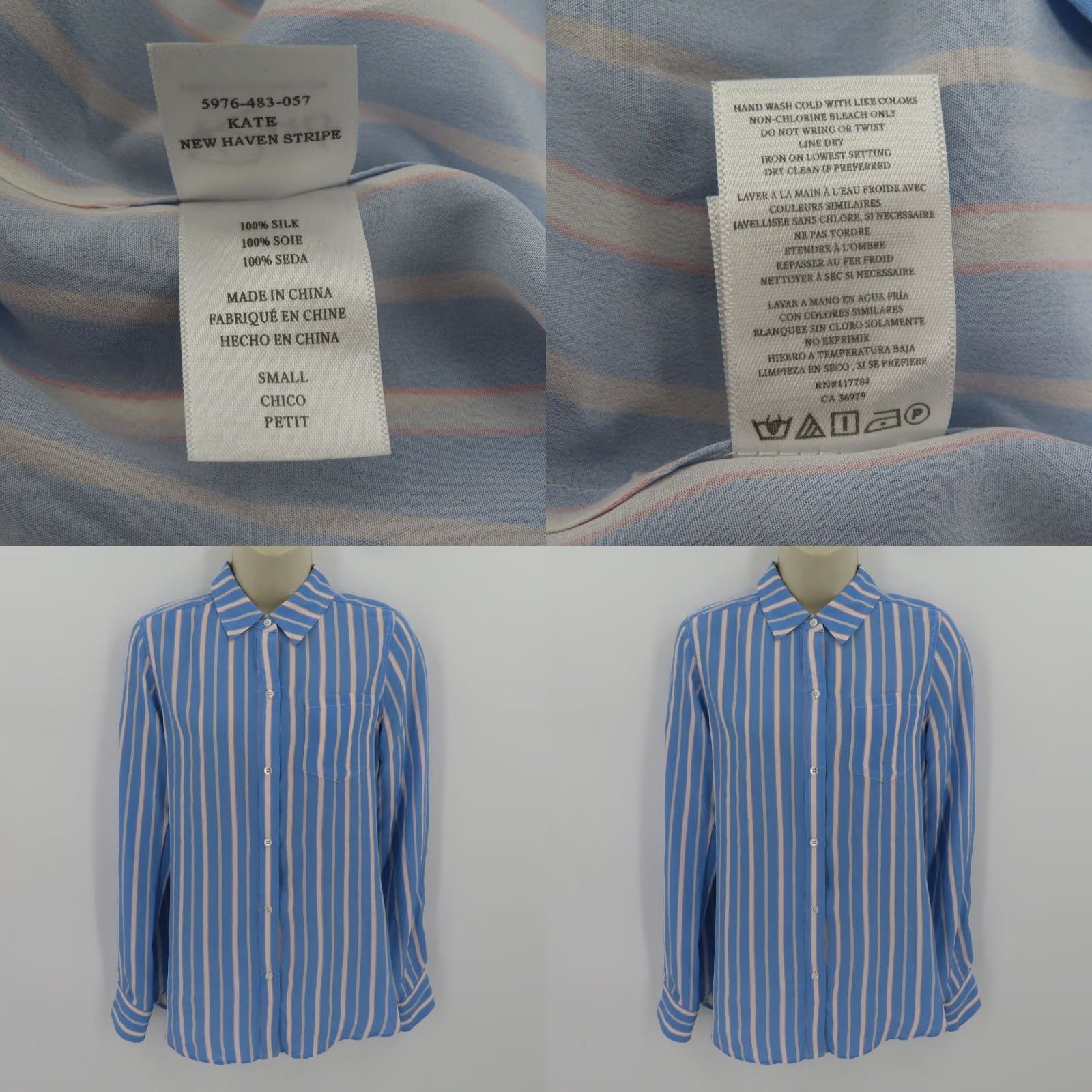 Rails Rails Womens Small Kate New Haven Stripe Blue Pink Collared Button Front Shirt Size S / US 4 / IT 40 - 8 Thumbnail