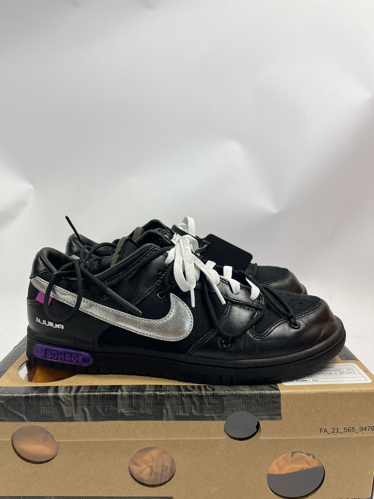 image of Nike x Off White Dunk Low Sneakers Lot 50 in Black, Men's (Size 11)