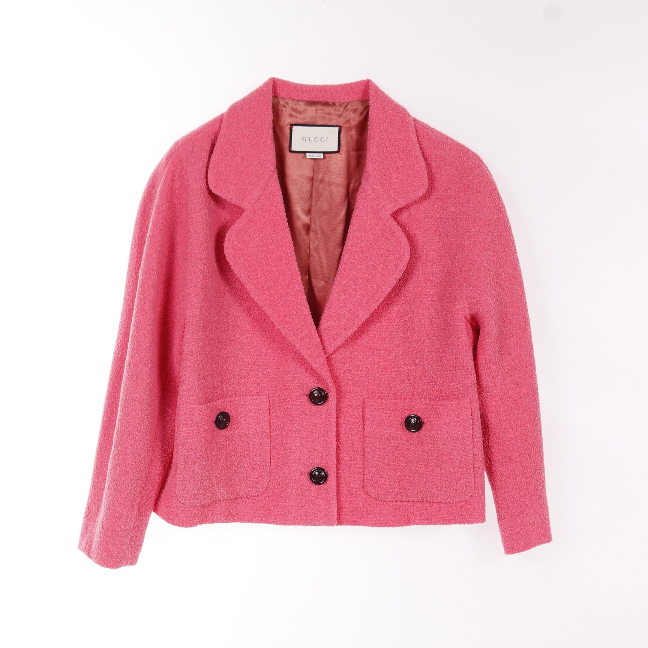 Gucci Gucci Tweed Jacket Wool Nylon Pink Size ONE SIZE - 1 Thumbnail