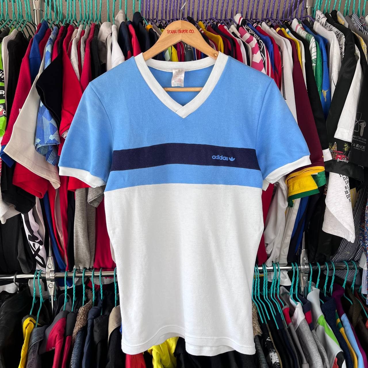 Adidas x2 80s Retro Adidas Trefoil Striped Tshirt Made in Ireland Size US S / EU 44-46 / 1 - 2 Thumbnail