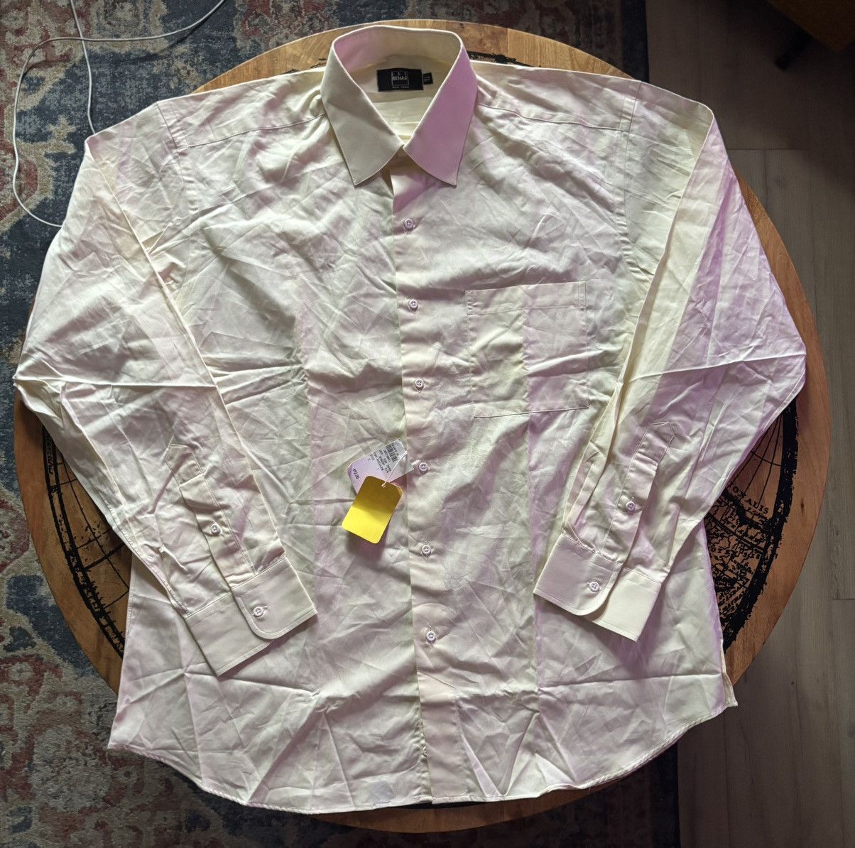 Ike Behar Vintage Ike Behar Dress Shirt Made in USA Cream Cotton Size US XL / EU 56 / 4 - 1 Thumbnail