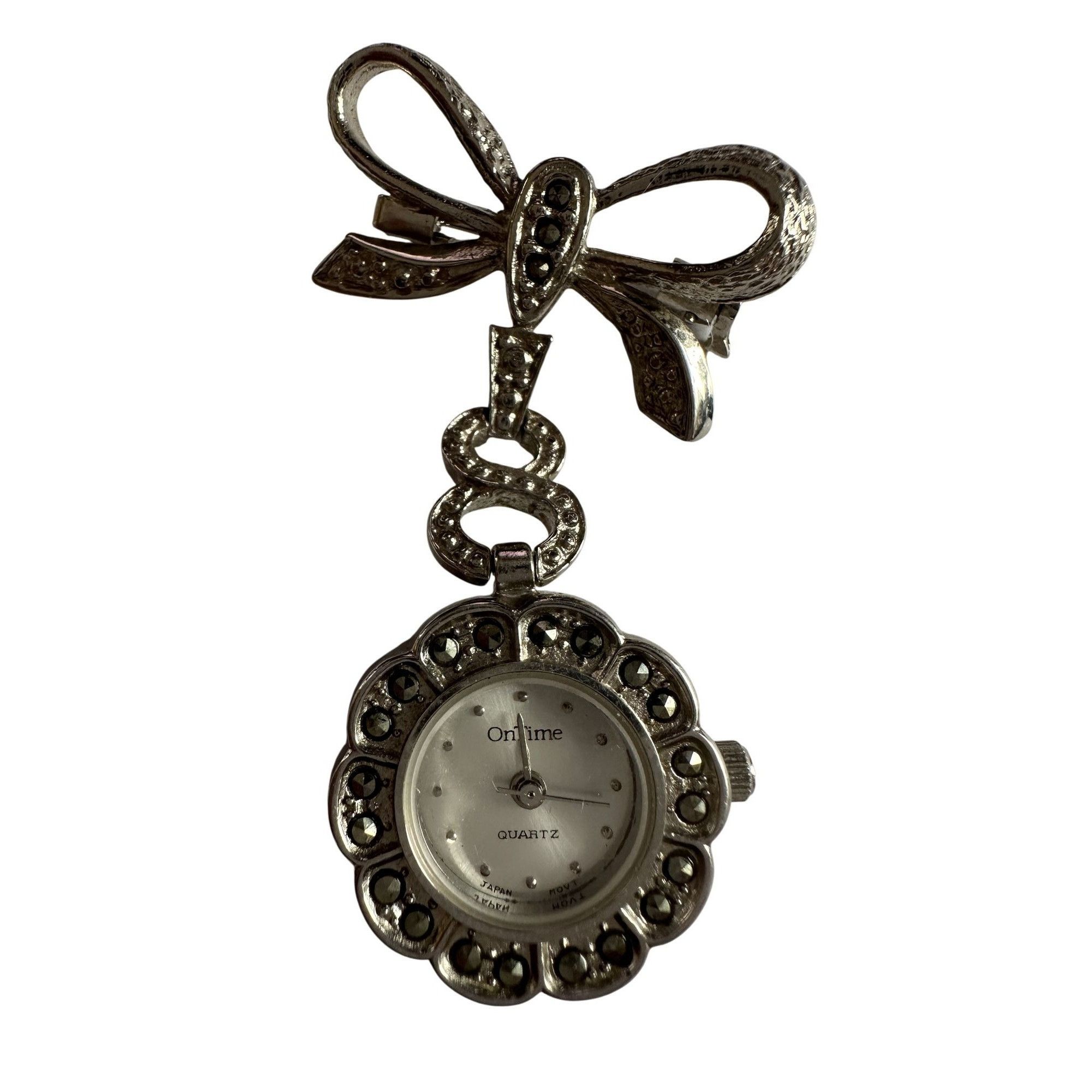Other Vintage Silver Tone OnTime Quartz Japan Movt Lapel Brooch Wa Size ONE SIZE - 3 Thumbnail