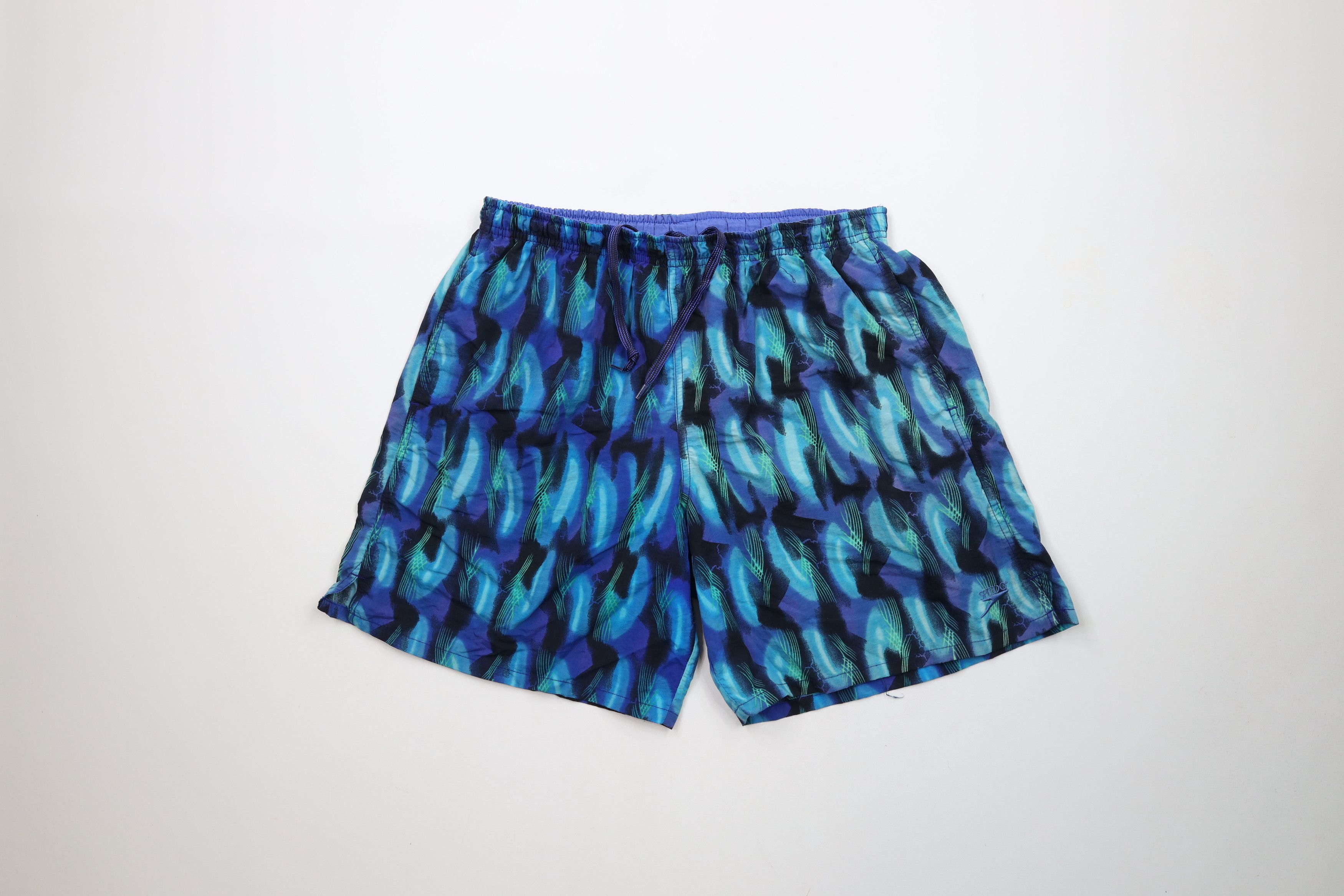 Speedo × Vintage Vintage 90s Speedo Spell Abstract Lined Shorts Swim Trunks Size US 32 / EU 48 - 1 Thumbnail