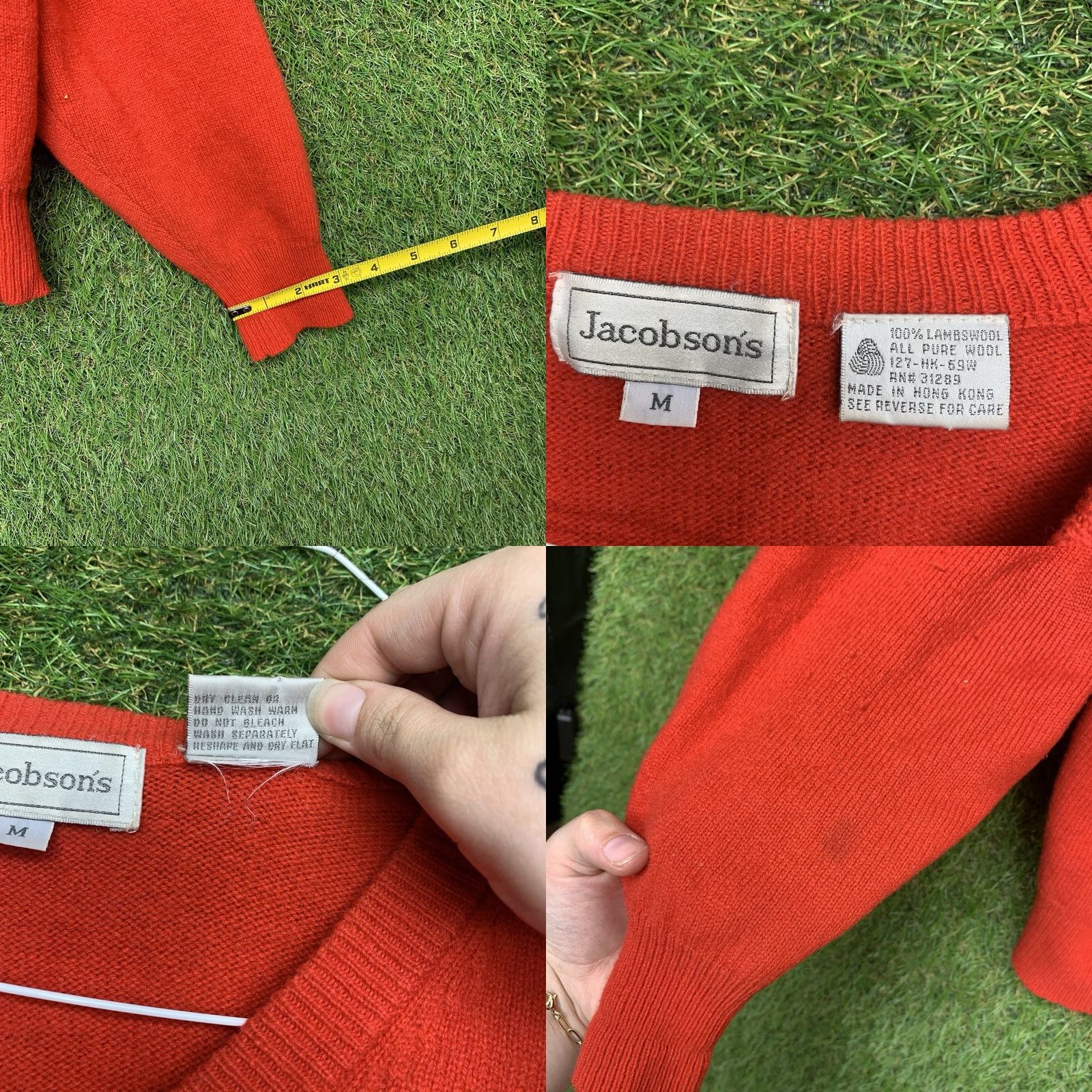 Vintage Danforth & Gifft Jacobsons Lambswool Sweater Mens M Maroon V-Neck Vintage Knit Pullover 100% Cashmere Regular Size M Men Red Solid Short Sleeve? Size US M / EU 48-50 / 2 - 8 Thumbnail
