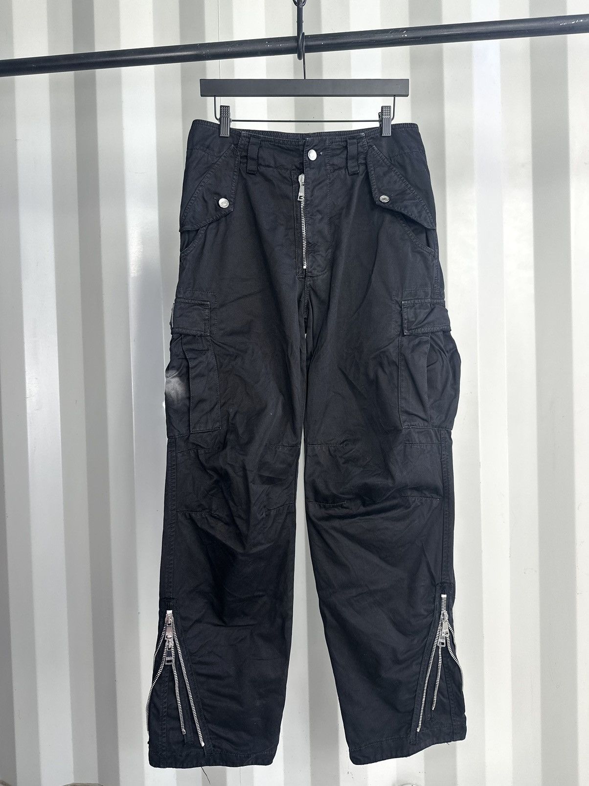 image of Dolce Gabbana x Vintage Distressed Cargo Ankle Zip Pants in Black, Men's (Size 31)