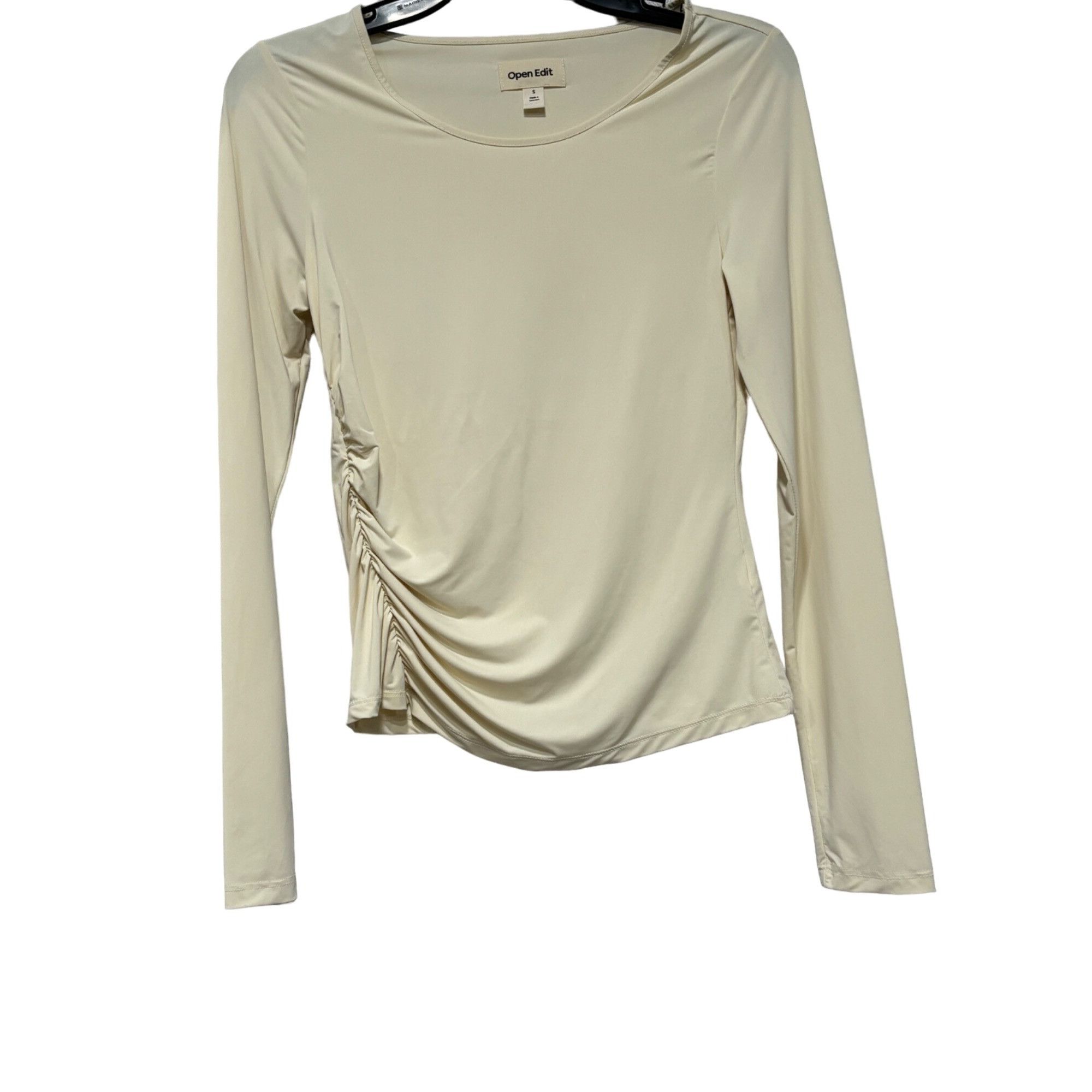 Other Open Edit Ruched Side Long Sleeve Top in Ivory Dove, Sz. S Size S / US 4 / IT 40 - 9 Thumbnail