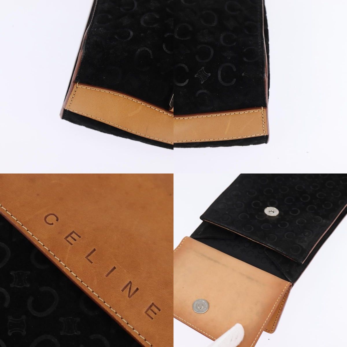 Celine CELINE C Macadam Canvas Shoulder Bag Suede Black Silver Size ONE SIZE - 11 Thumbnail