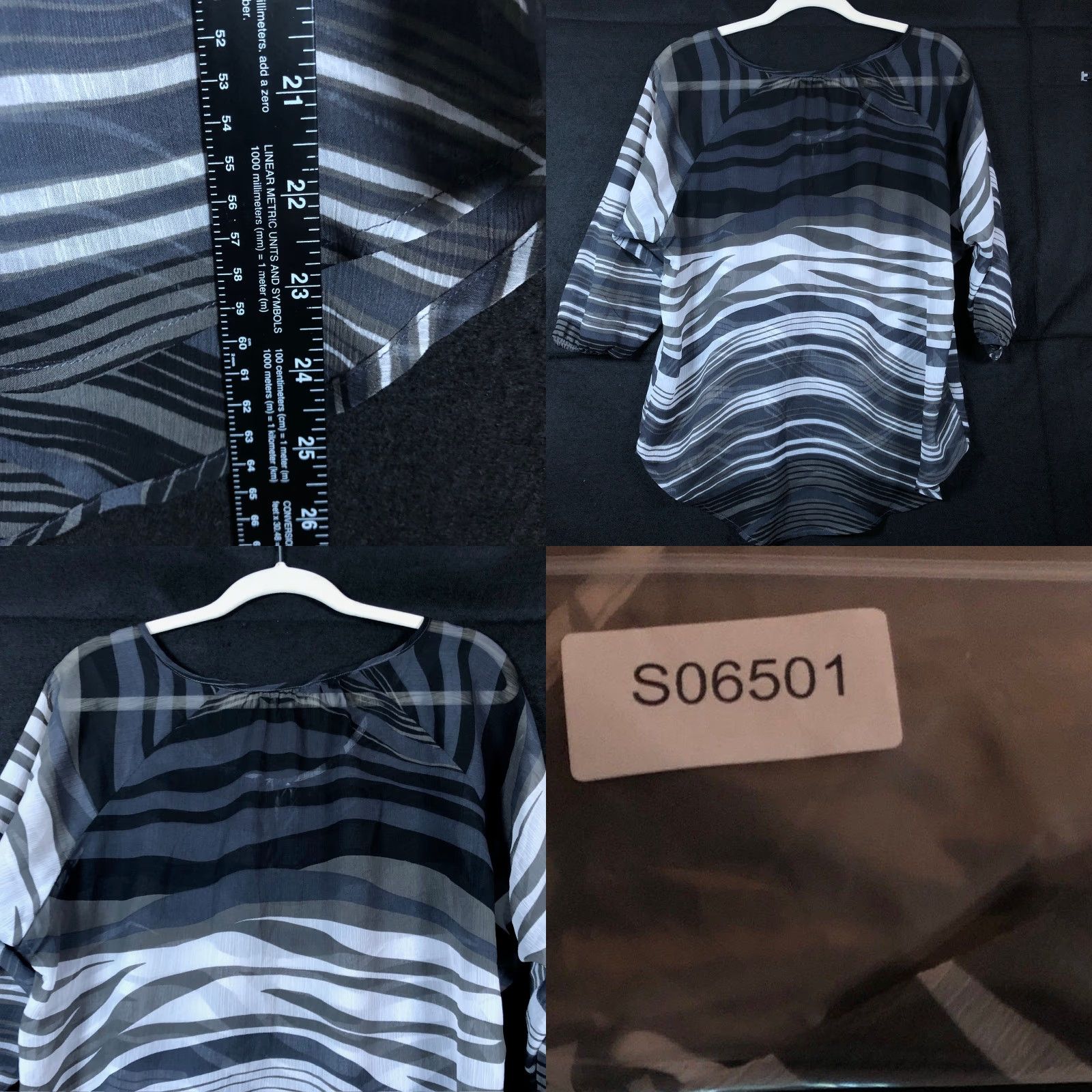 Express Express Womens Blouse Zebra Print Black White Sheer 3/4 Sleeve Small Size S / US 4 / IT 40 - 8 Thumbnail