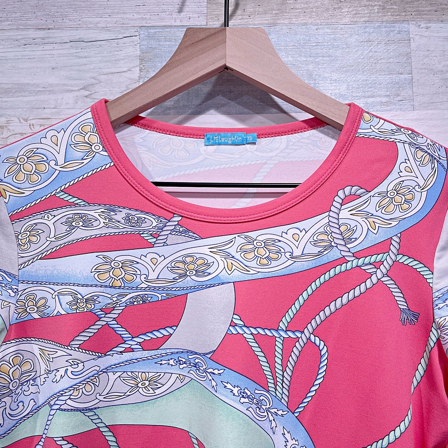 J.McLaughlin J MCLAUGHLIN Ribbon Rope Print 3/4 Sleeve Top Catalina Nylon Size XS / US 0-2 / IT 36-38 - 3 Thumbnail