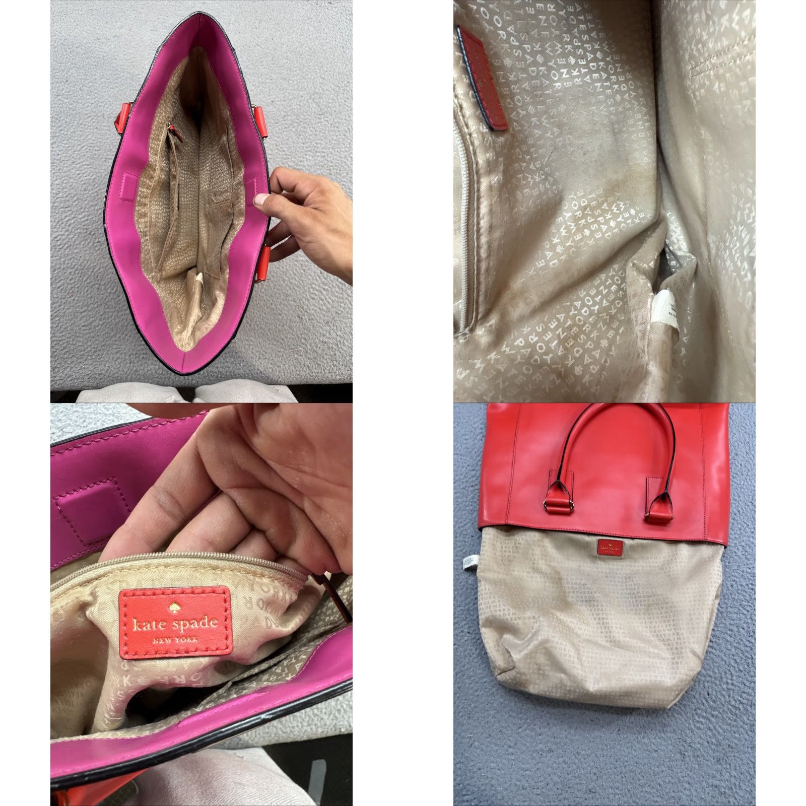 Vintage kate spade new york Red Cow Leather Large Shoulder Tote Bag Purse Handbag Size ONE SIZE - 8 Thumbnail