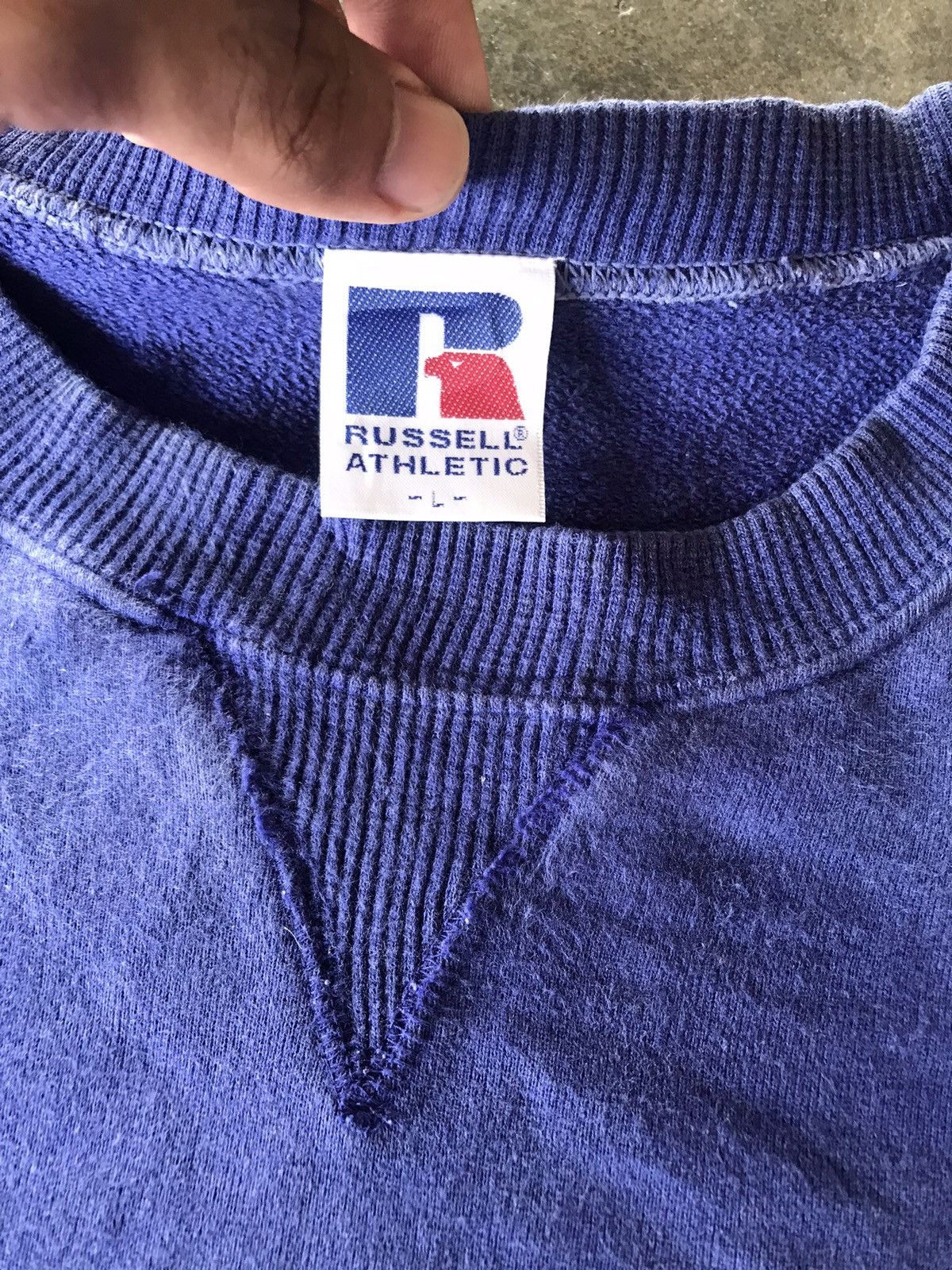 Russell Athletic × Vintage VTG Faded Russell Athletic Purple Spellout Size L / US 10 / IT 46 - 13 Thumbnail