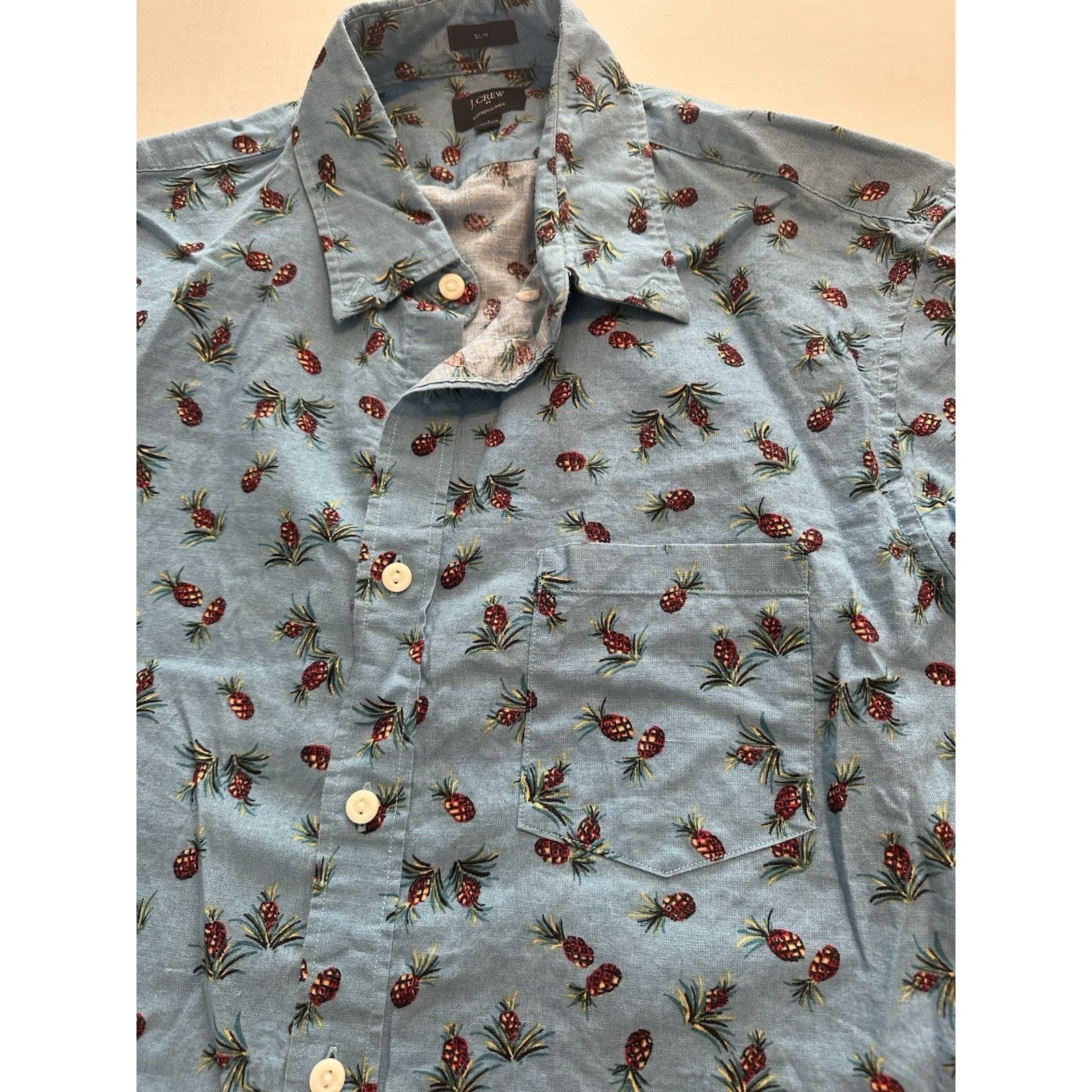 J.Crew J Crew Button Shirt Slim Large Tropical Pineapple Blue Size US L / EU 52-54 / 3 - 6 Thumbnail