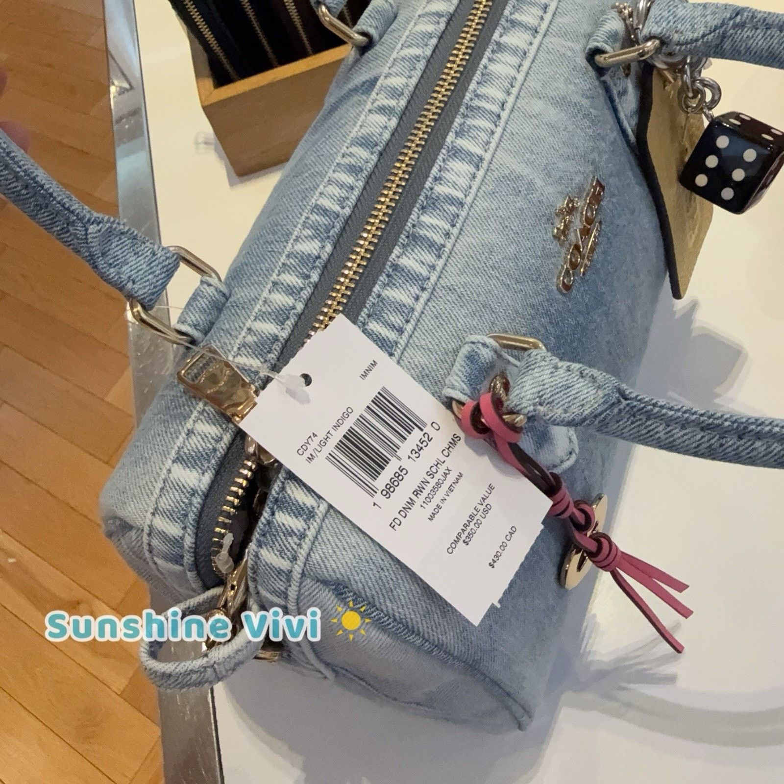 Coach NWT Coach Rowan Medium Satchel Loved Denim CDY74 Size ONE SIZE - 4 Thumbnail
