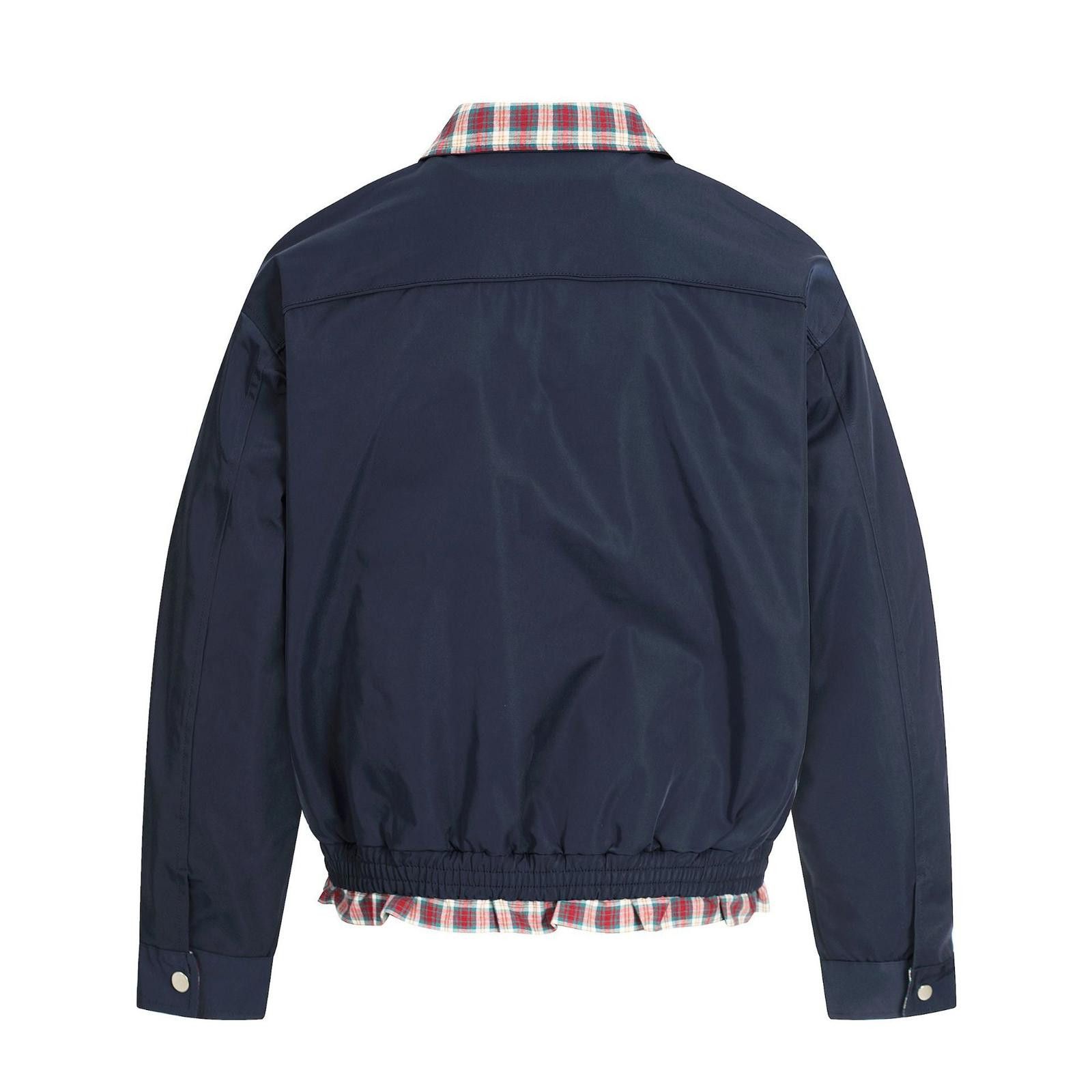 Japanese Brand Navy Utility Jacket with Plaid Collar, Casual Outerwear Size US M / EU 48-50 / 2 - 2 Thumbnail