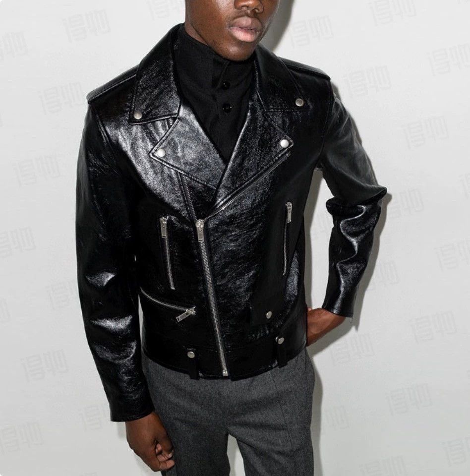Yves Saint Laurent YSL Black Classic Leather Jacket for Men Size US M / EU 48-50 / 2 - 9 Thumbnail