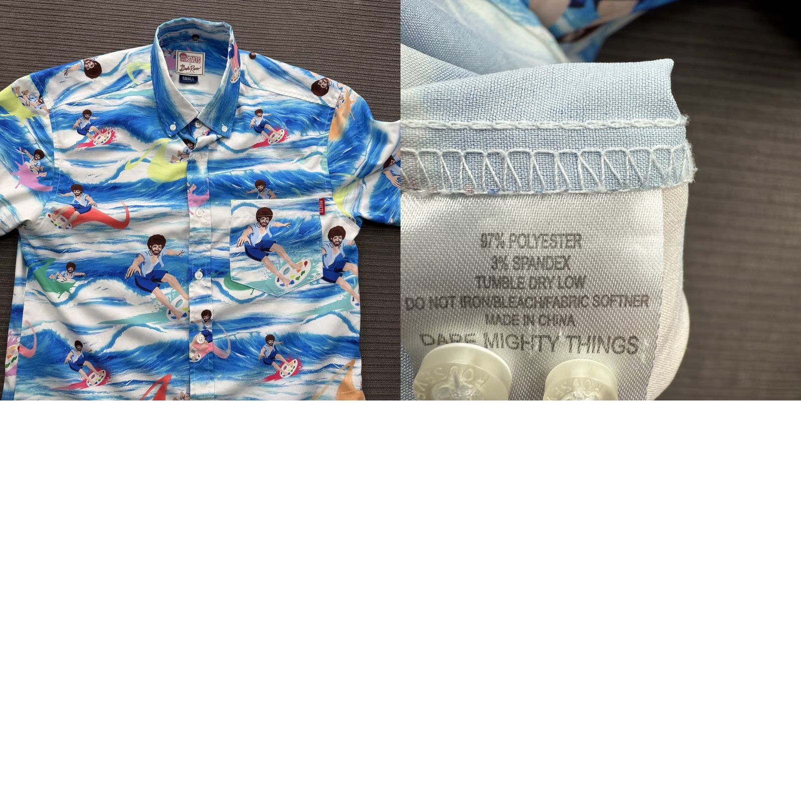 Vintage VINTAGE RSVLTS Bob Ross Shirt Mens S Blue Surfer Waves Button Up Art Print Casual Size US S / EU 44-46 / 1 - 8 Thumbnail