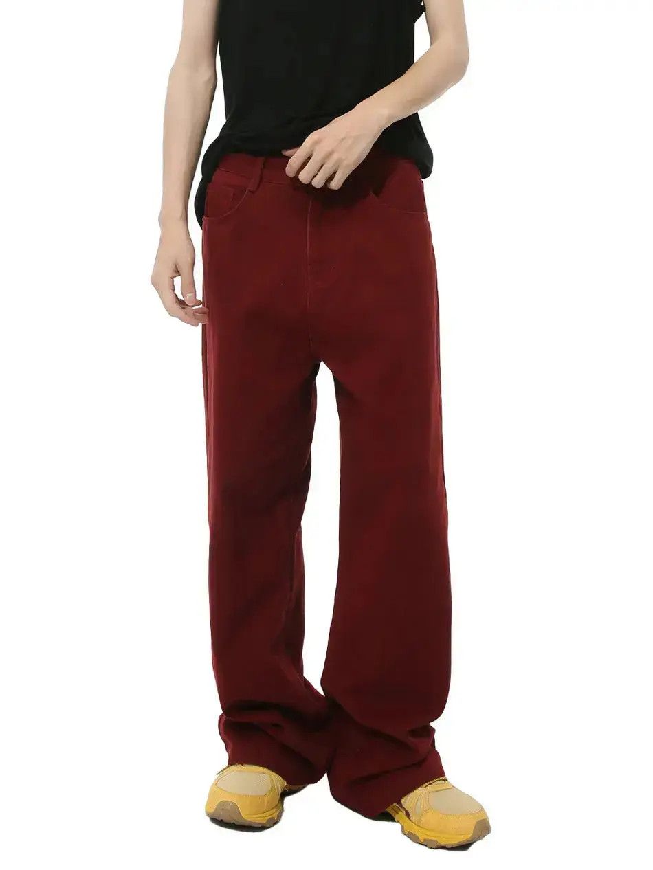 Japanese Brand Retro loose straight leg red high street jeans Size US 32 / EU 48 - 3 Thumbnail
