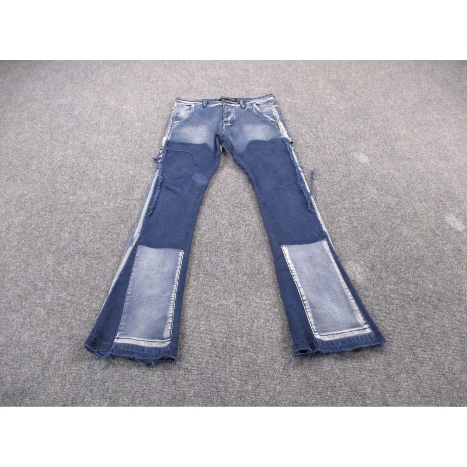 Denime Valabasas Jeans Womens 32 Blue Denim Stretch Flared Distressed Casual Size 24" / US 00 / IT 34 - 2 Thumbnail