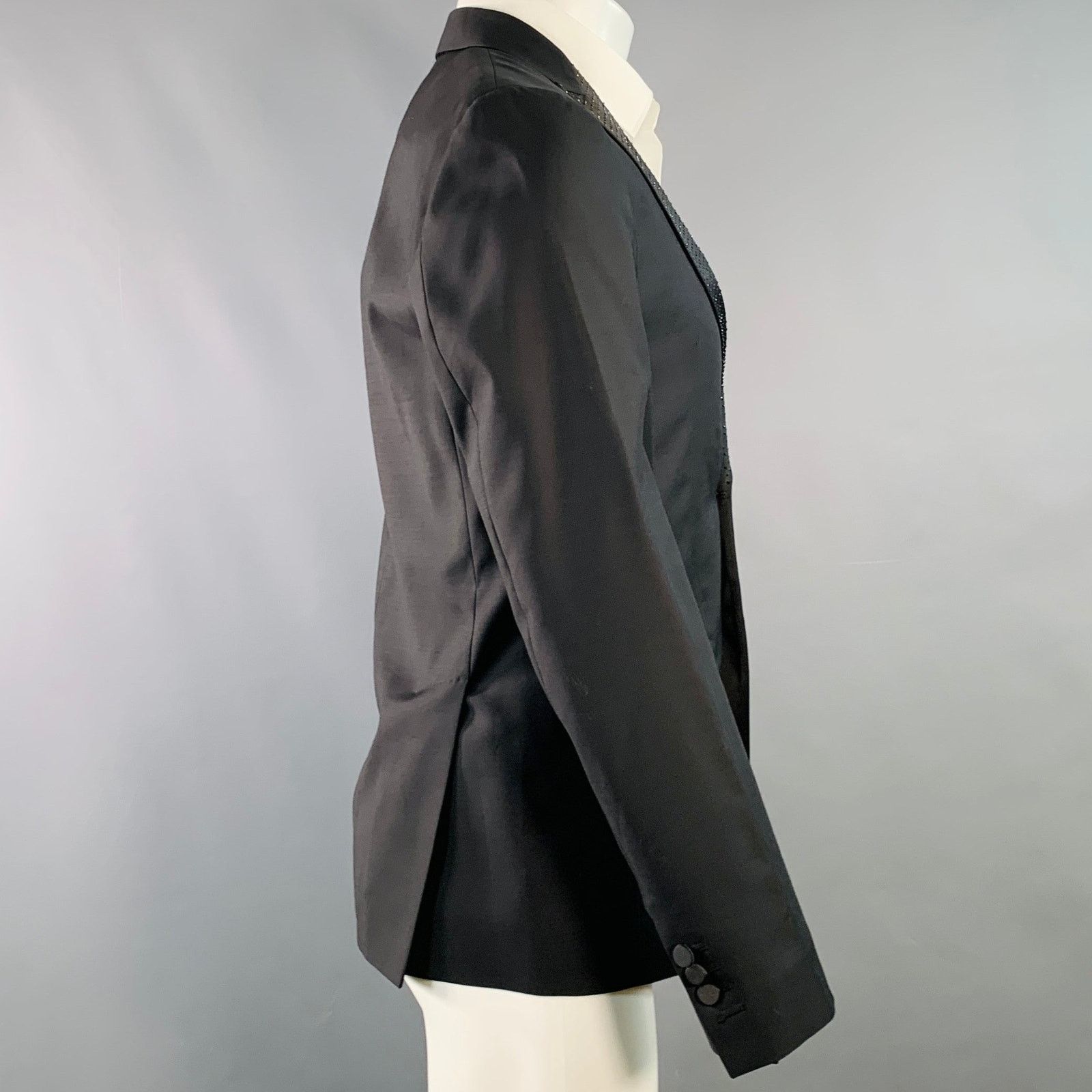 Dsquared2 DSQUARED2 Wool Silk Rhinestone Studded Peak Lapel Sport Coat Size 38R - 3 Thumbnail