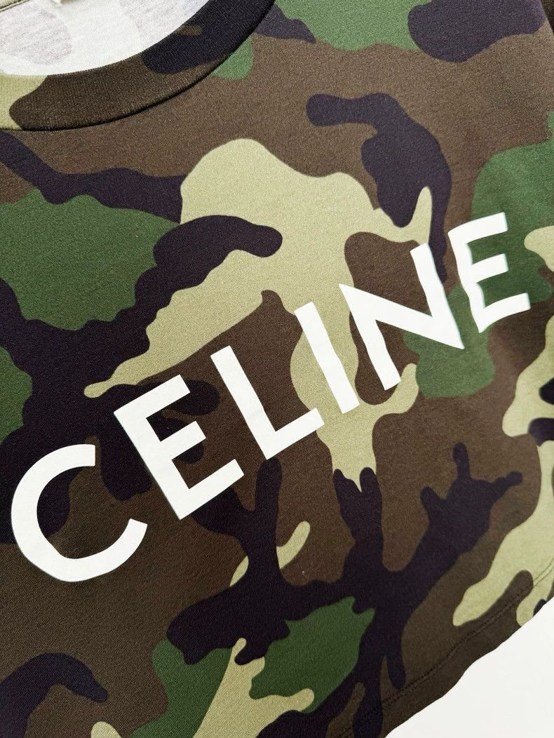 Celine Celine Camouflage Short Sleeve Crop Top Size S / US 4 / IT 40 - 4 Thumbnail