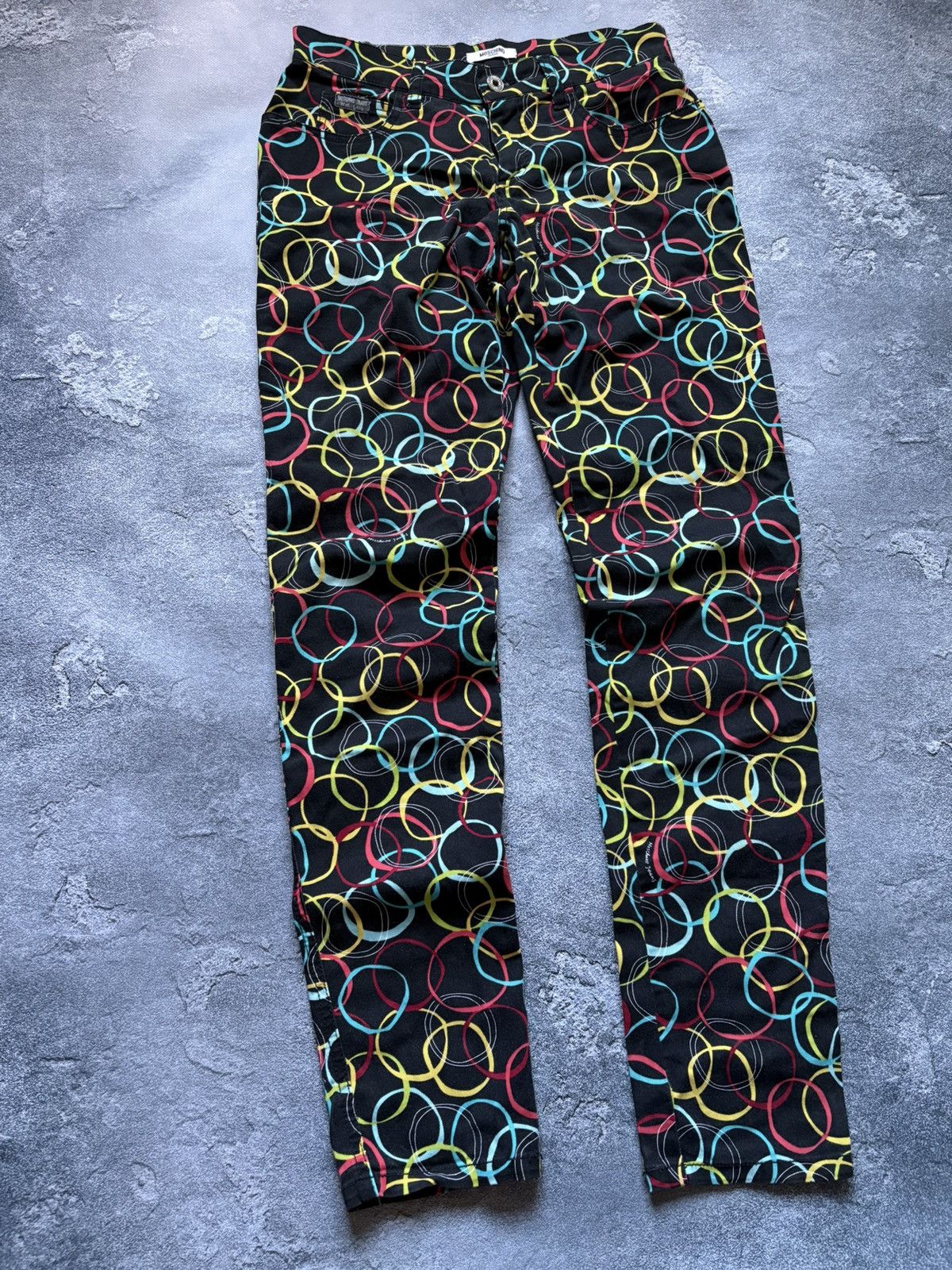 Moschino Crazy Vintage Moschino Jeans Donna Geometric Printed Pants Size 28" / US 6 / IT 42 - 3 Thumbnail