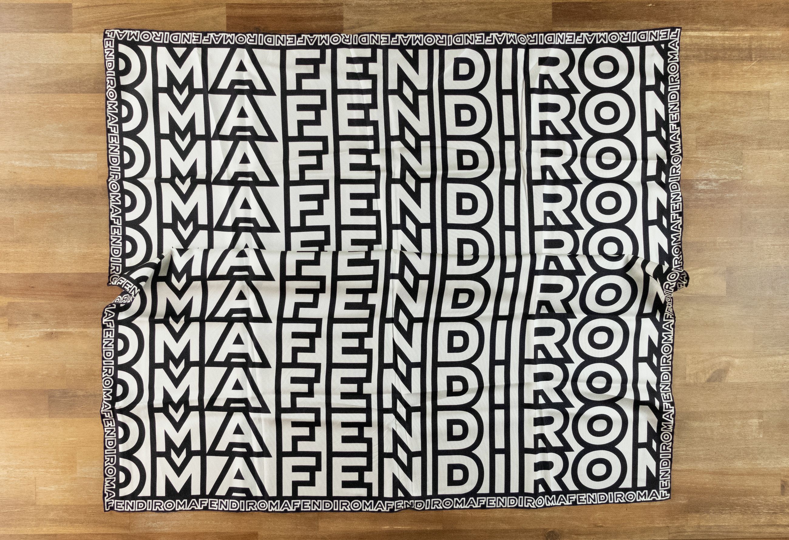 FENDI x Marc Jacobs black white logo print silk square scarf