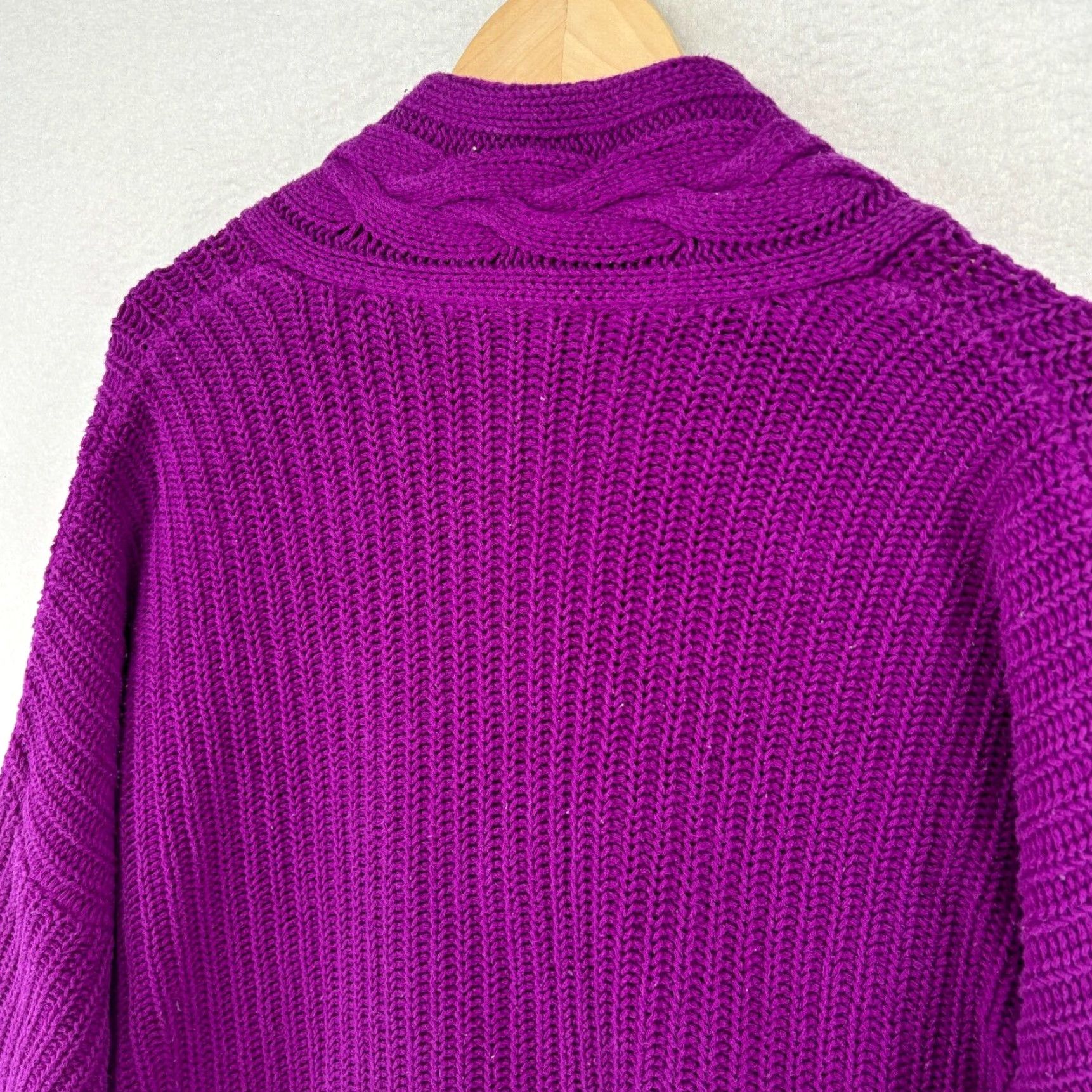 LAUREN RALPH LAUREN Sweater Women 1X Plus Cable Knit V-Neck Cotton Purple Adult Plus Size Pullover Dolman Sleeve Pilling Indicating Purple Womens