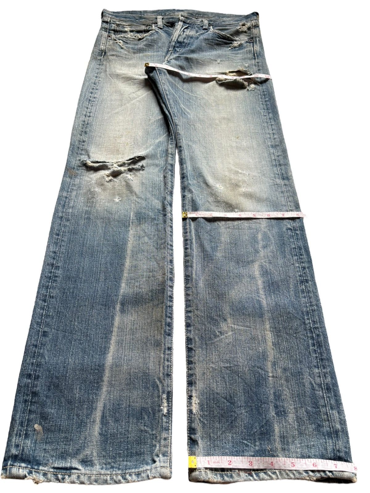 Japanese Brand × Spellbound Vintage Japanese Spellbound Mud Wash Ripped Flare Jeans Size US 32 / EU 48 - 13 Thumbnail