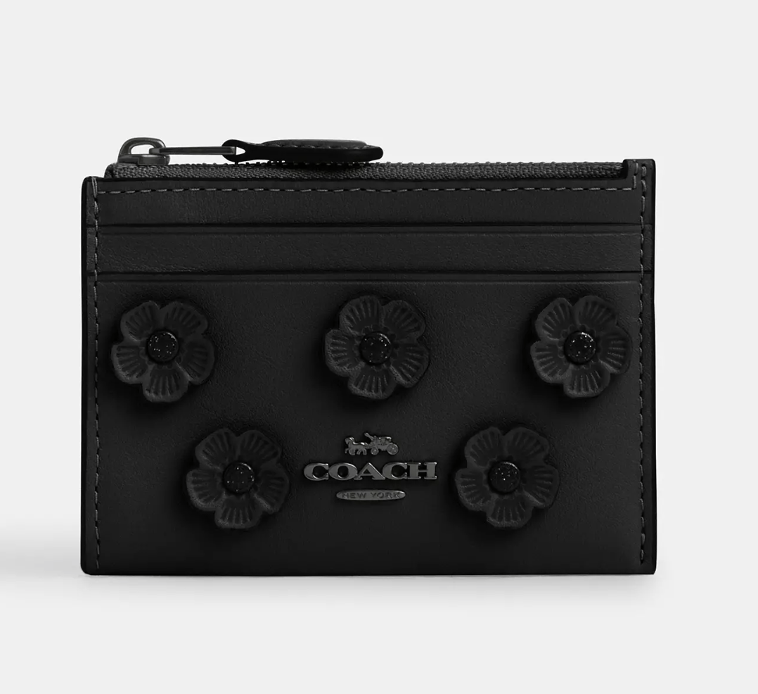 Coach Mini Skinny Id Case With Floral Applique CAT65 Size ONE SIZE - 4 Thumbnail