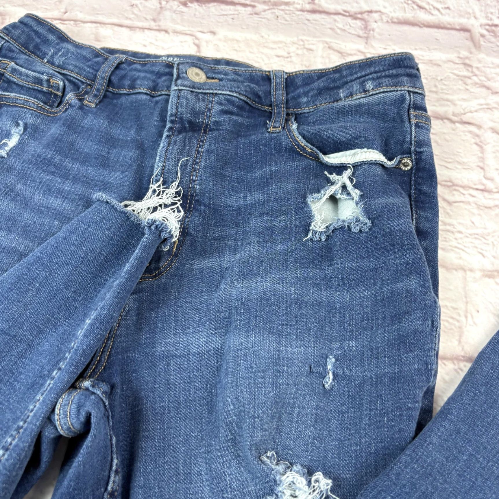 Old Navy Old Navy Rockstar Jeans Womens 12 Blue Extra High-Rise Skinny Distressed 29x26 Size 34" / US 12 / IT 48 - 2 Thumbnail