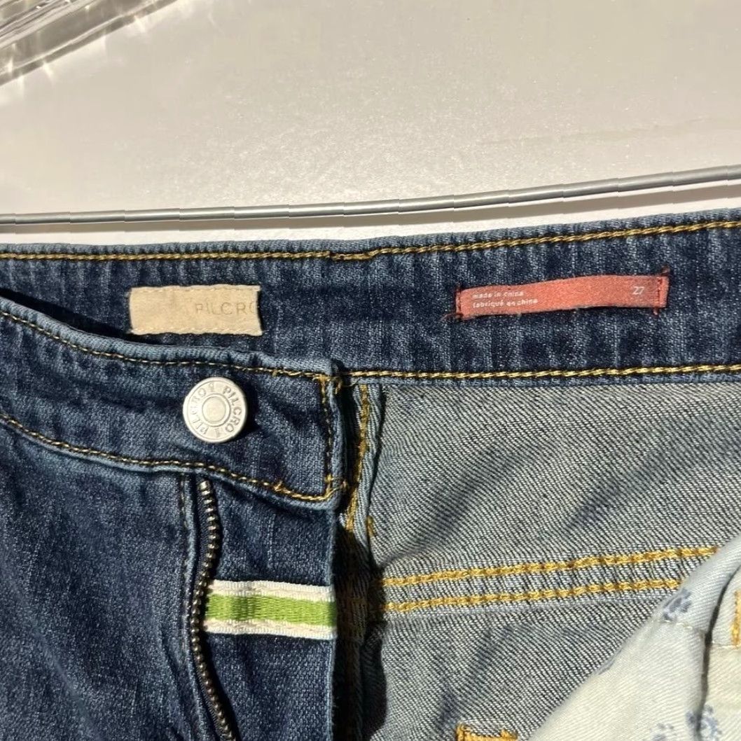 Anthropologie VINTAGE Anthropologie Pilcro Ankle Distressed Washed Dark Blue Denim Jeans Women Size 27 Size 27" / US 4 / IT 40 - 3 Thumbnail