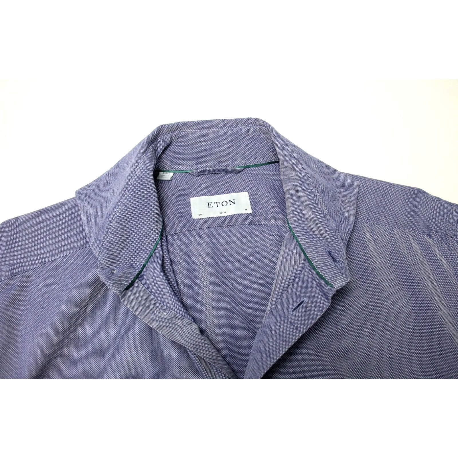 Eton ETON Cambridge Slim Formal Shirt Men MEDIUM Cutaway Collar Button Up Blue Patterned Long Sleeve Dress Shirt Size 40R - 4 Thumbnail