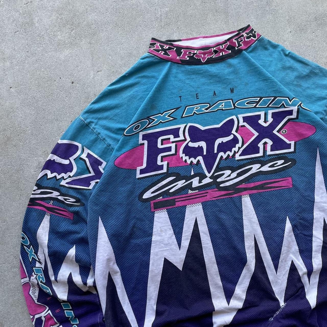 Fox Racing Vintage 90s Faded Worn Fox Racing Motocross Jersey Size US XL / EU 56 / 4 - 3 Thumbnail