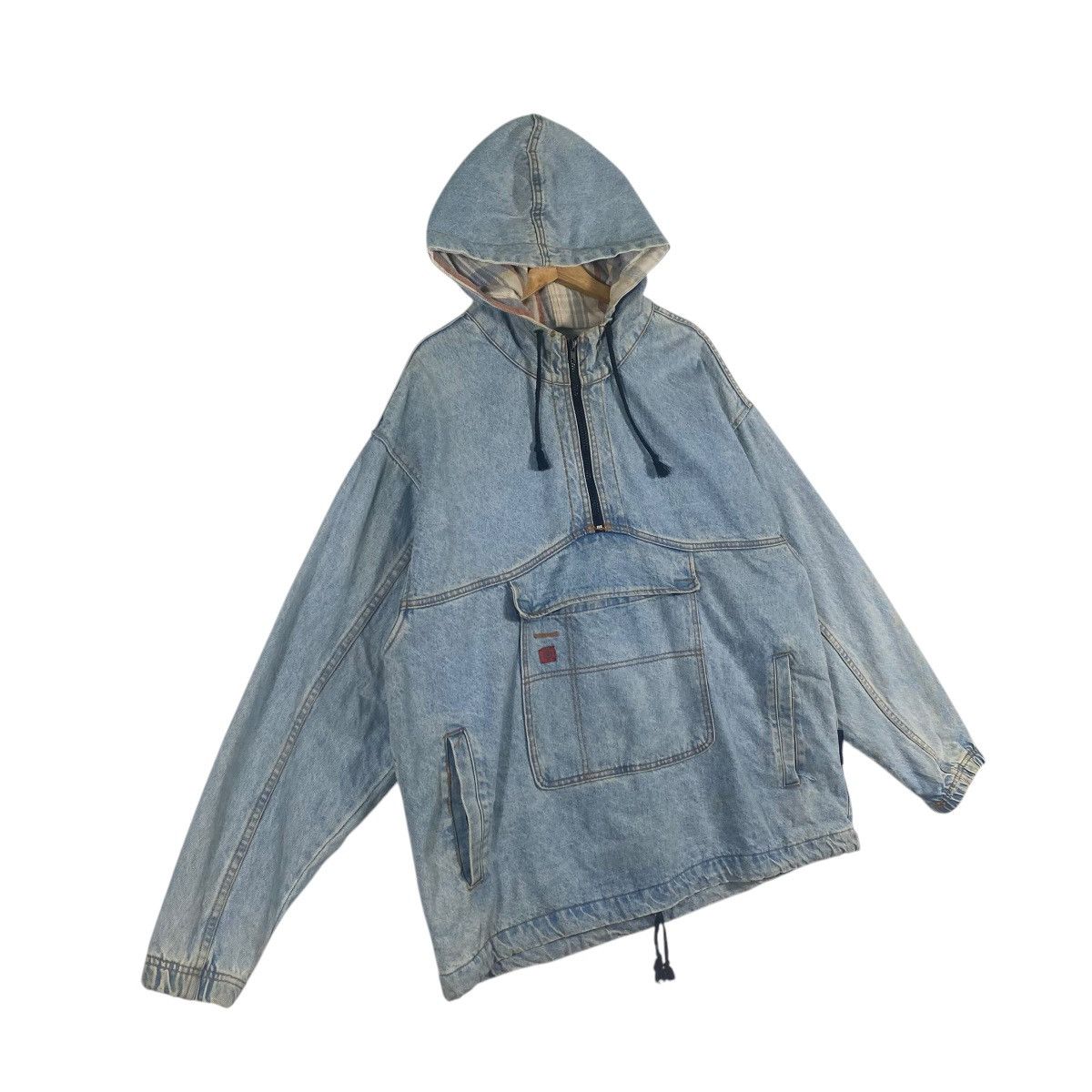 Gotcha × Vintage Vintage 90s Gotcha Denim Anorak Hoodie Half Zip Sweatshirt Size US L / EU 52-54 / 3 - 3 Thumbnail