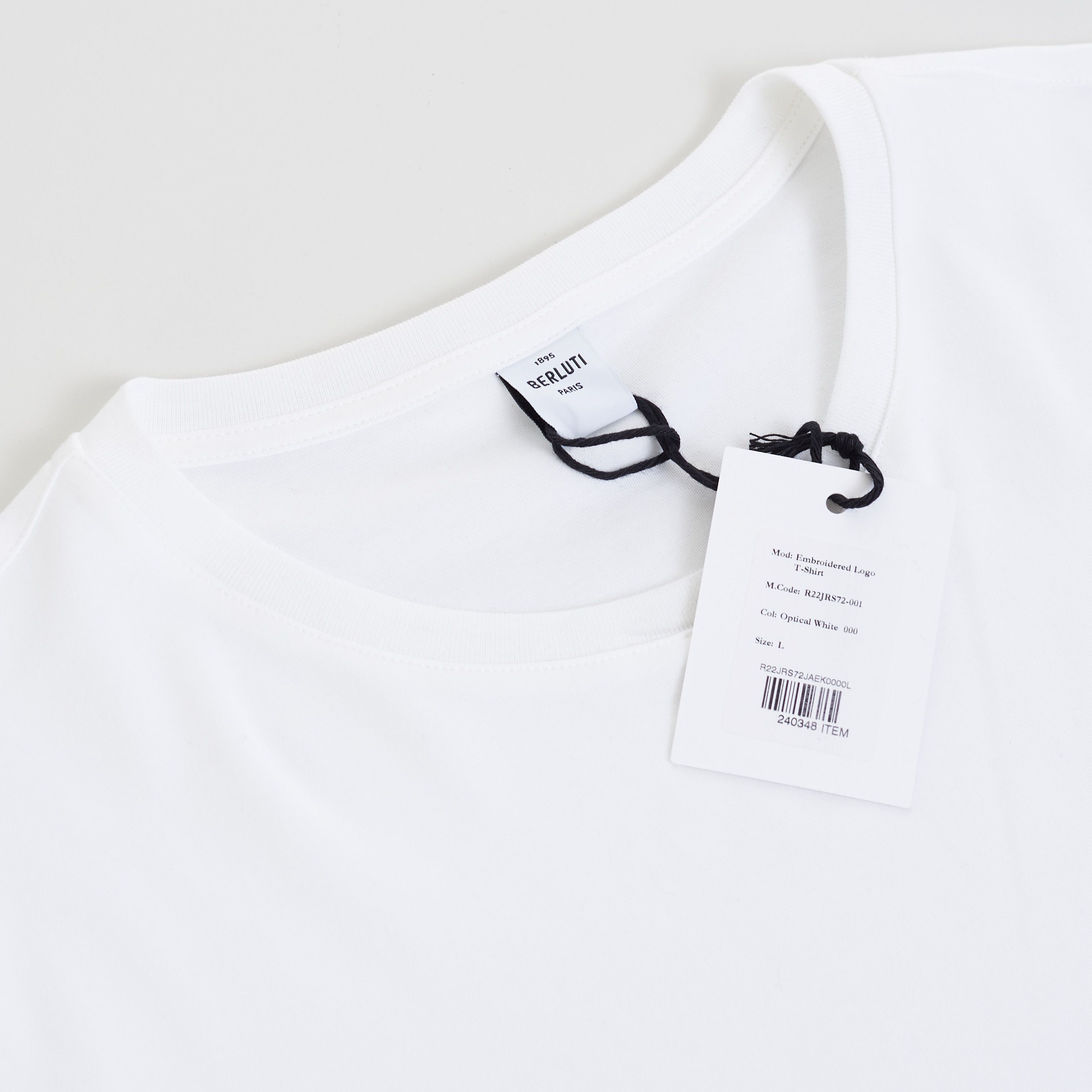 Berluti Embroidered B Logo T-Shirt In White Cotton Size US XXL / EU 58 / 5 - 11 Thumbnail