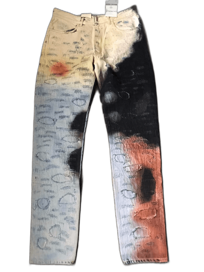 Other Givenchy Givenchy Distressed Colorful Denim Pants -2507 Size US 32 / EU 48 - 1 Thumbnail
