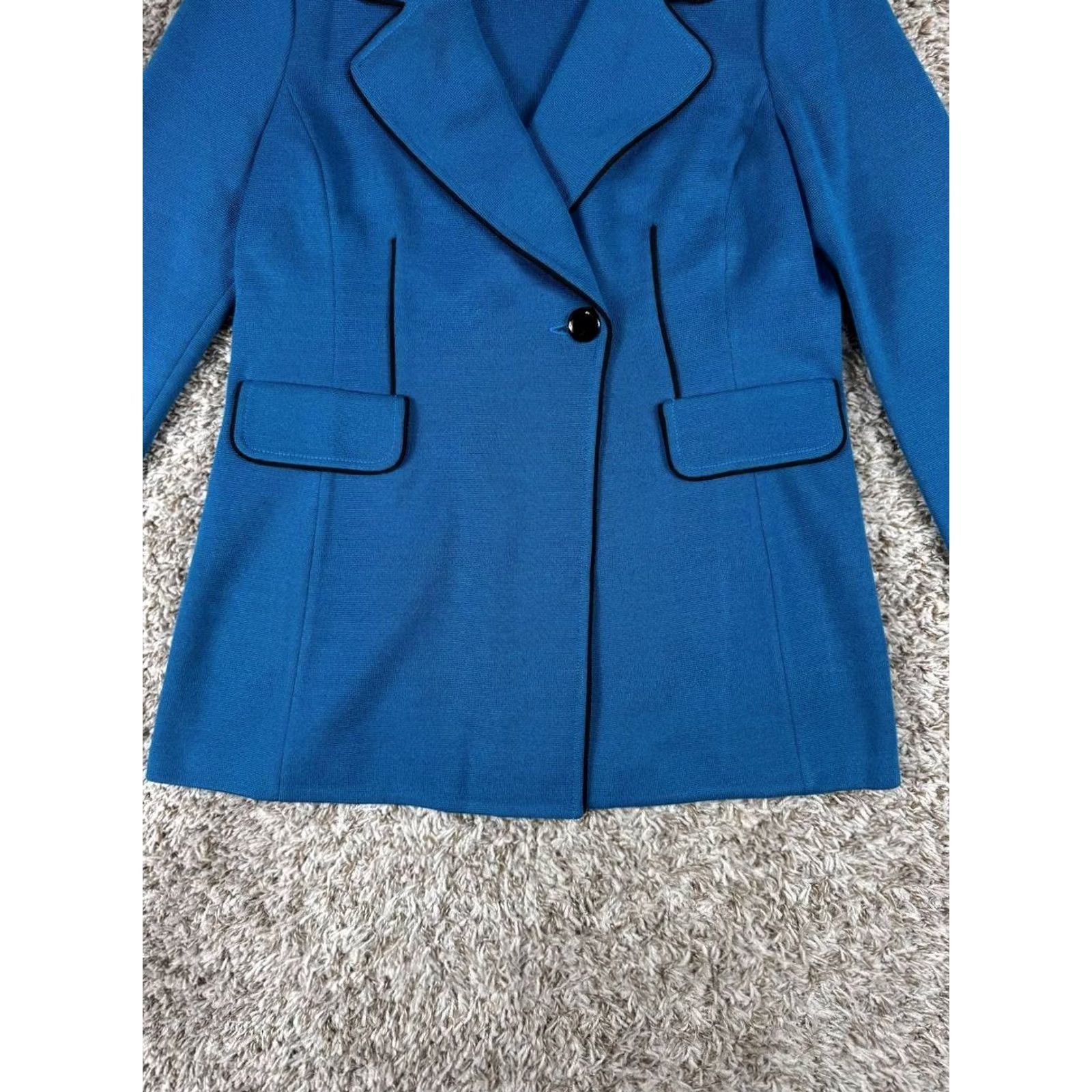 St. John St. John Santana Knit Blazer Jacket Blue Black Trim Size 6 USA Womens Size M / US 6-8 / IT 42-44 - 3 Thumbnail