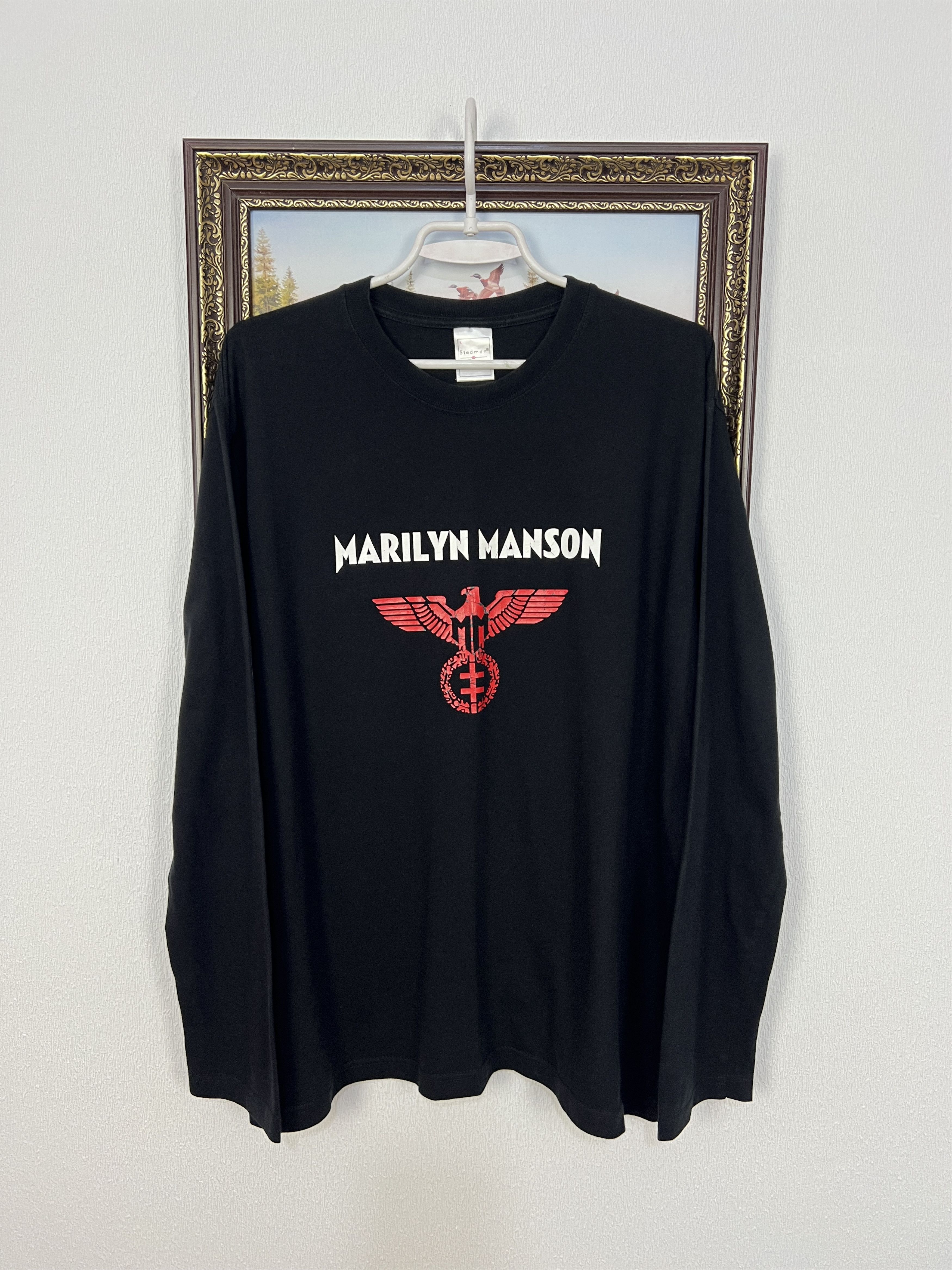 Vintage Vintage 2000's Marilyn Manson Eagle Goth Metal Shirt Size US L / EU 52-54 / 3 - 1 Thumbnail