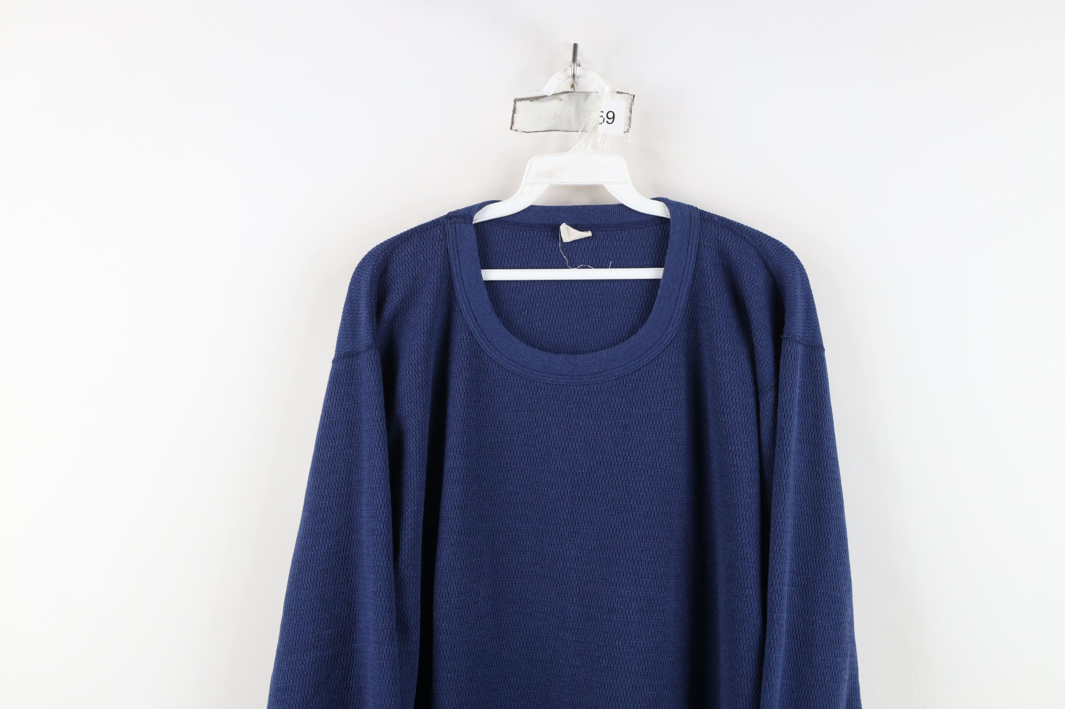 Vintage Vintage 90s Streetwear Thermal Waffle Knit T-Shirt Blue USA Size US XXL / EU 58 / 5 - 2 Thumbnail