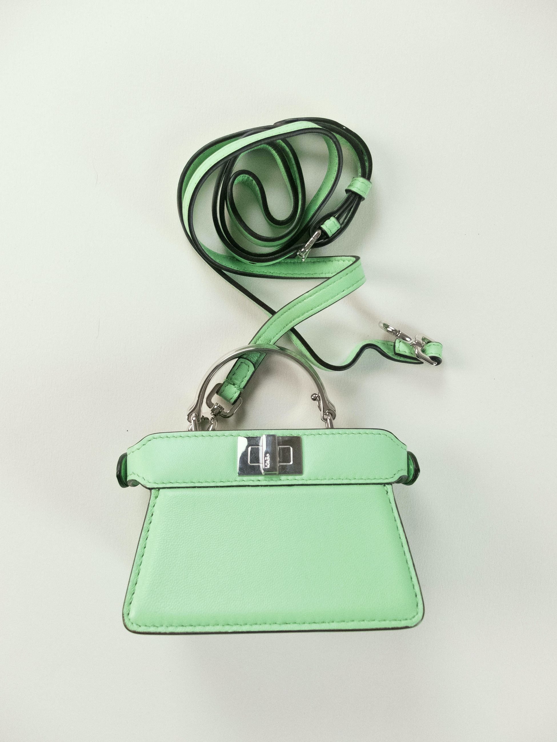 FENDI Peekaboo Micro mint green mini lambskin leather bag