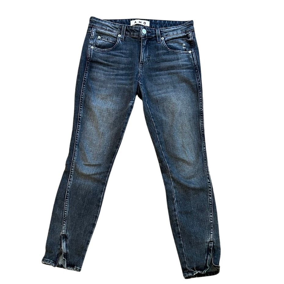 AMO AMO Denim Twist Zip Skinny Jeans in Smoke — Size 26 Size 26" / US 2 / IT 38 - 10 Thumbnail