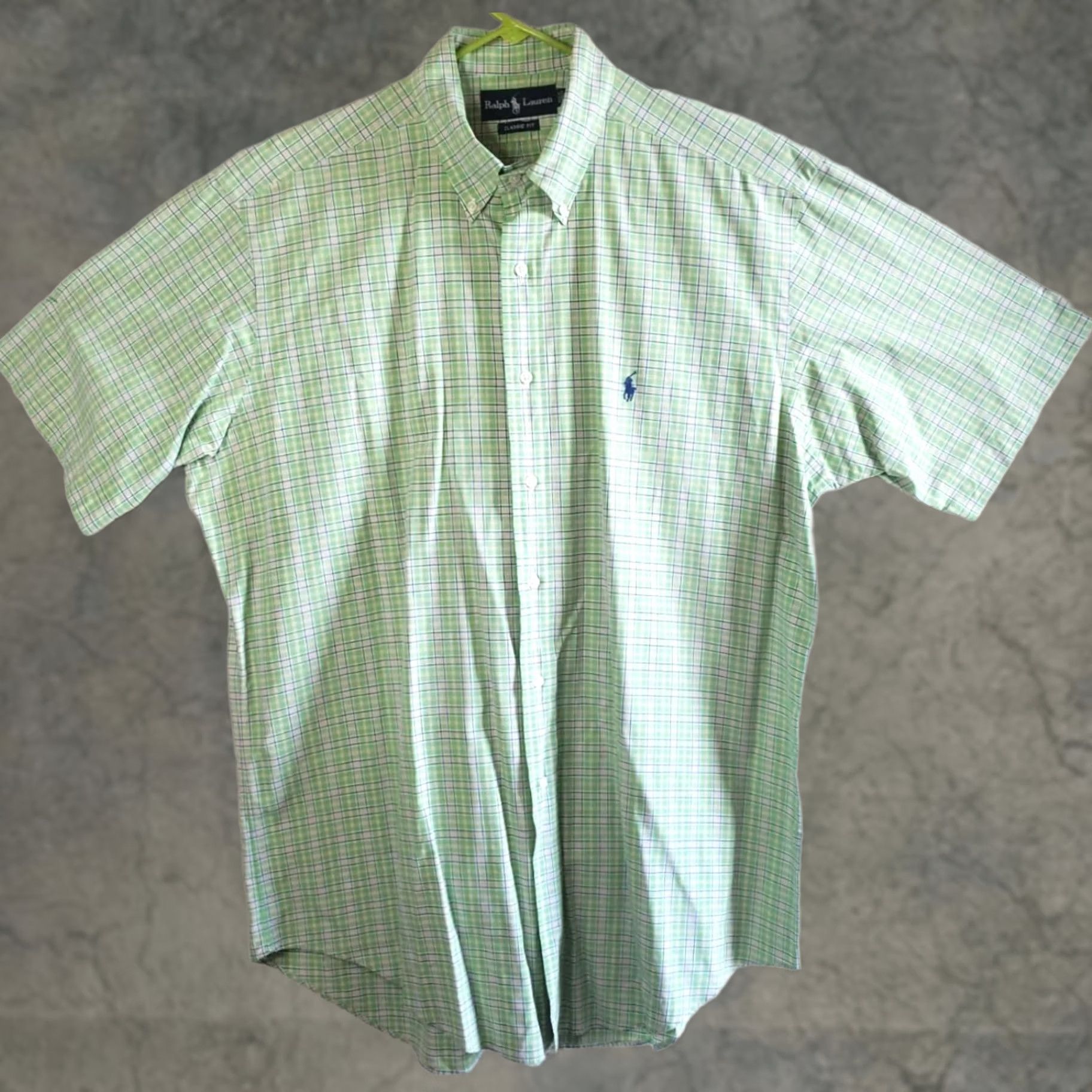 Ralph Lauren Ralph Lauren Men's L Custom Fit Green Plaid Short Sleeve Button-Up Cotton Shirt Size US L / EU 52-54 / 3 - 1 Thumbnail