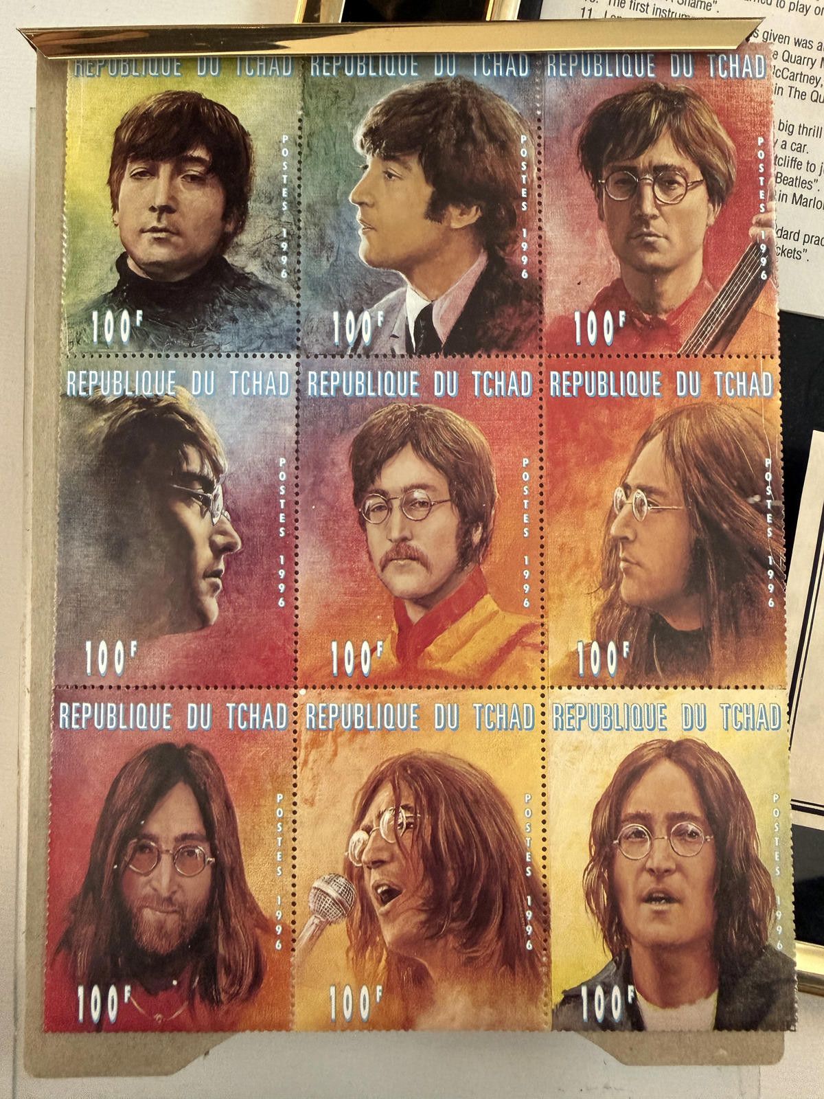 Other RARE John Lennon Ephemera - Chad 9-Stamp Plate + Frame + COA Size ONE SIZE - 4 Thumbnail
