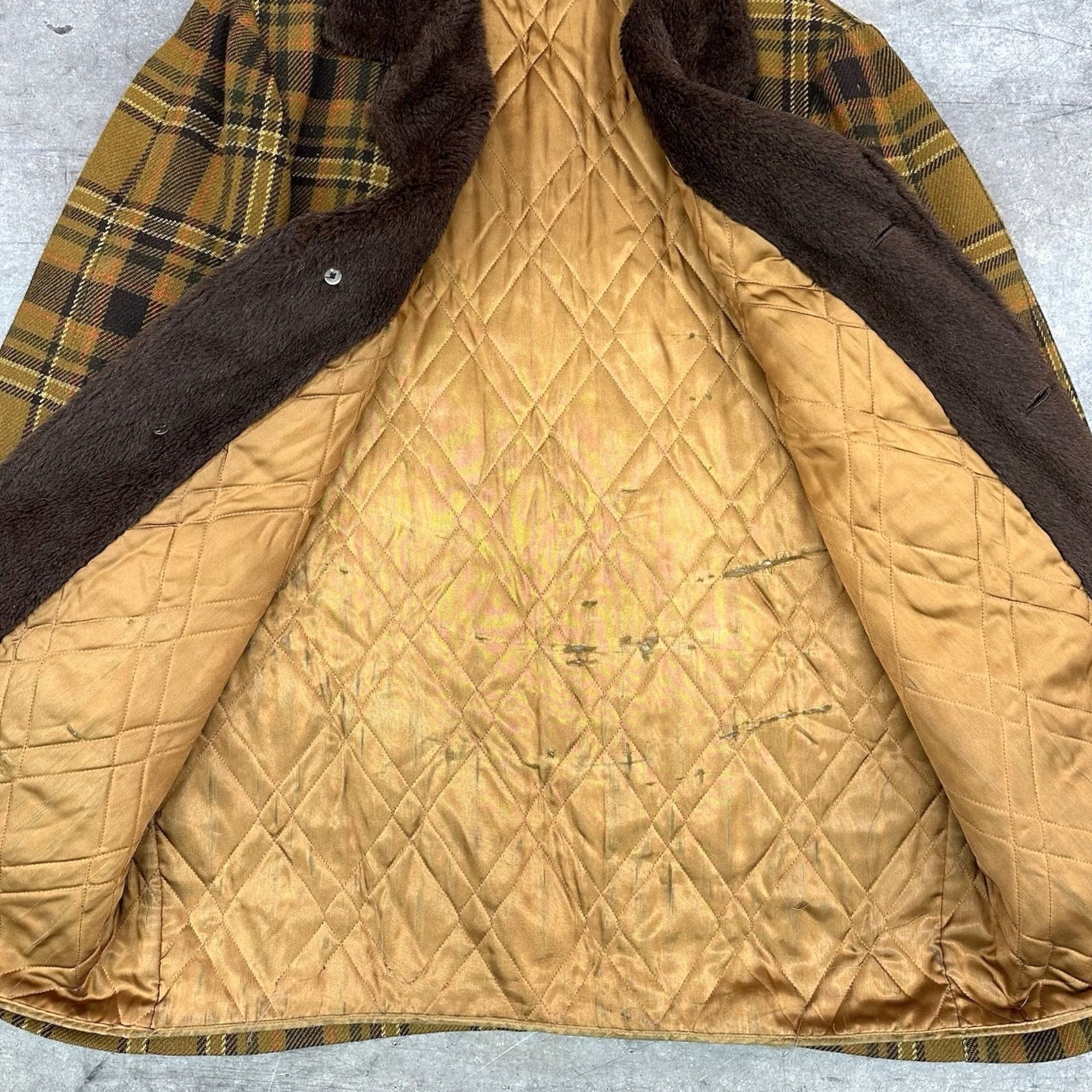 Pendleton VINTAGE Pendleton Wool Overcoat Coat Faux Fur Collar Quilted Plaid 60/70s Mens Large Size US L / EU 52-54 / 3 - 4 Thumbnail