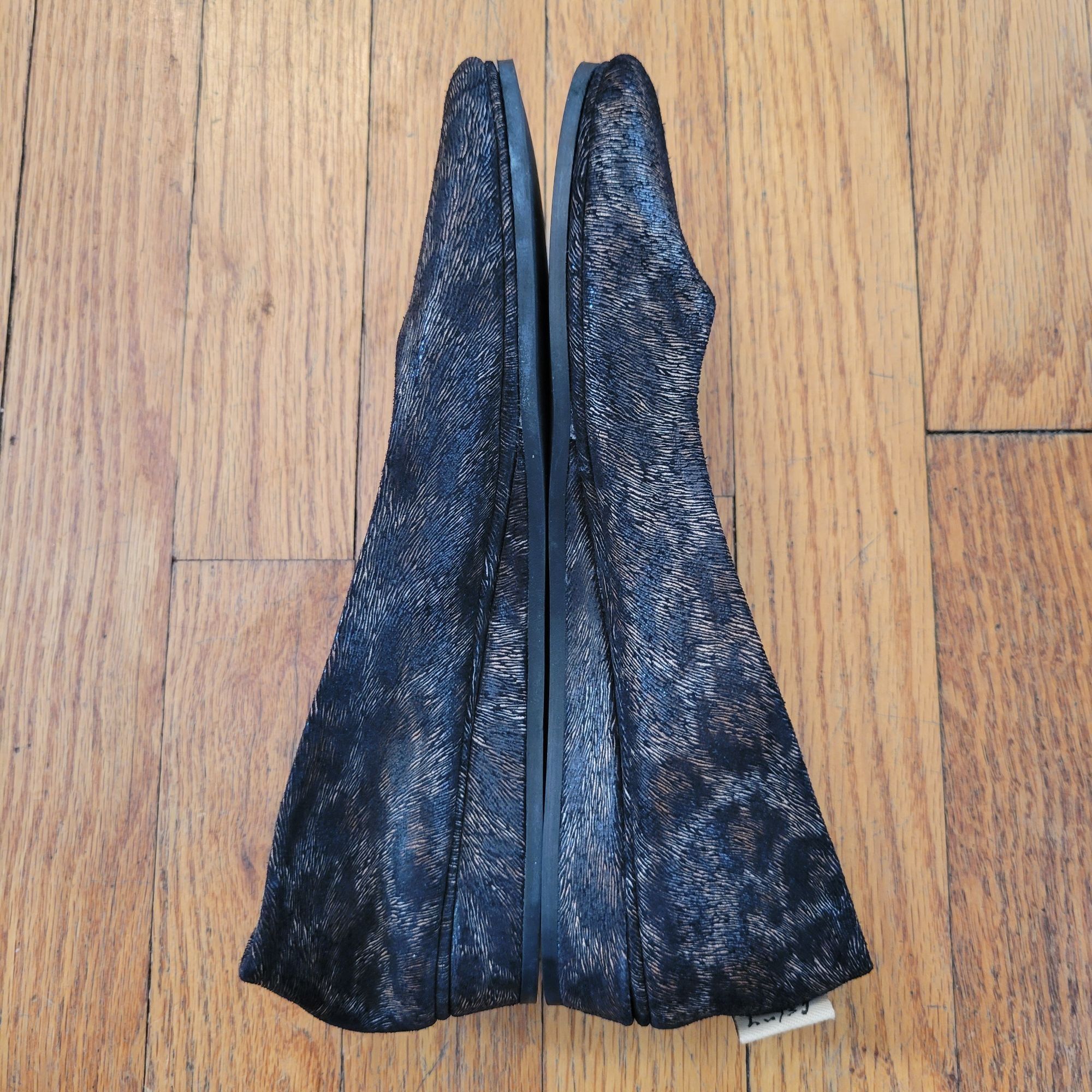 Vintage FS NY 8 Italy Animal Leopard Print Flats Shoes Wedge Black G Size US 8 / IT 38 - 6 Thumbnail