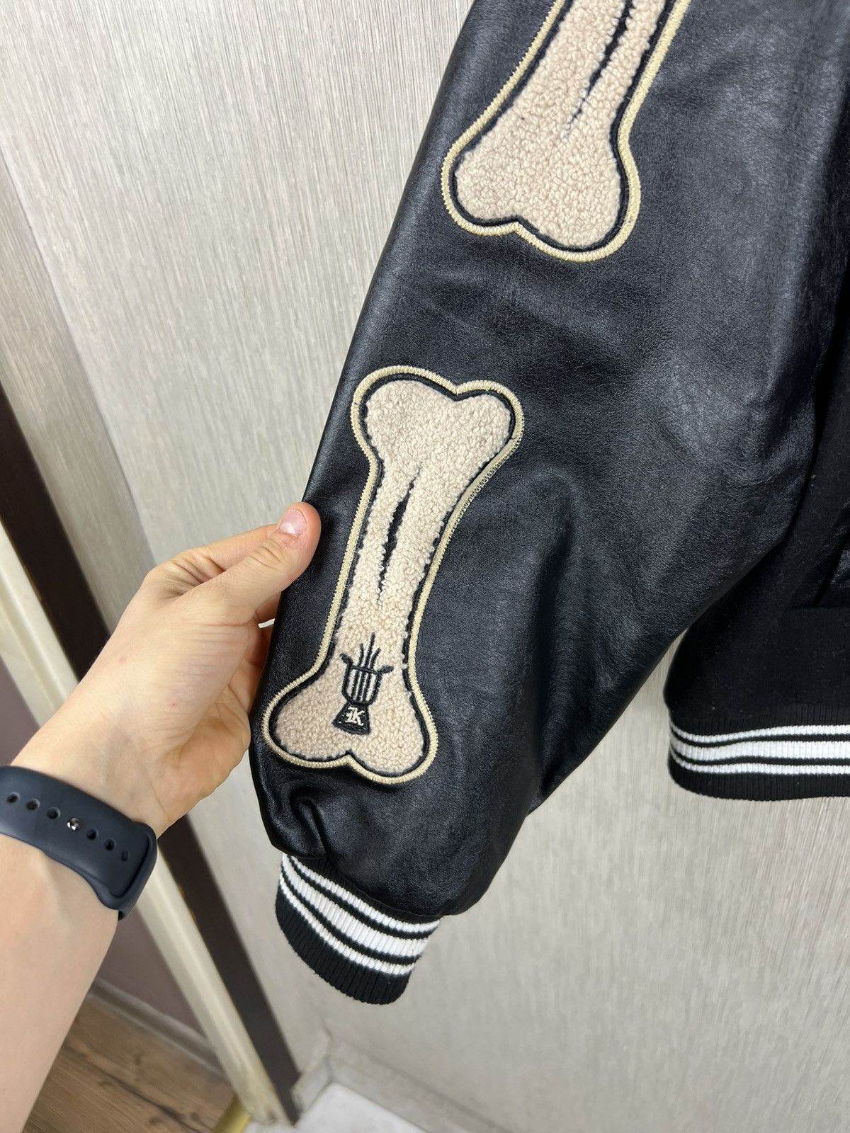 Japanese Brand Made Extreme leather wool varsity jacket kapital bones boxy Size US L / EU 52-54 / 3 - 9 Thumbnail